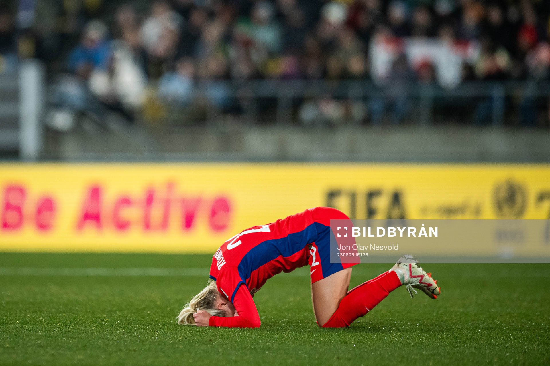 Sophie Román Haug of Norway in pain