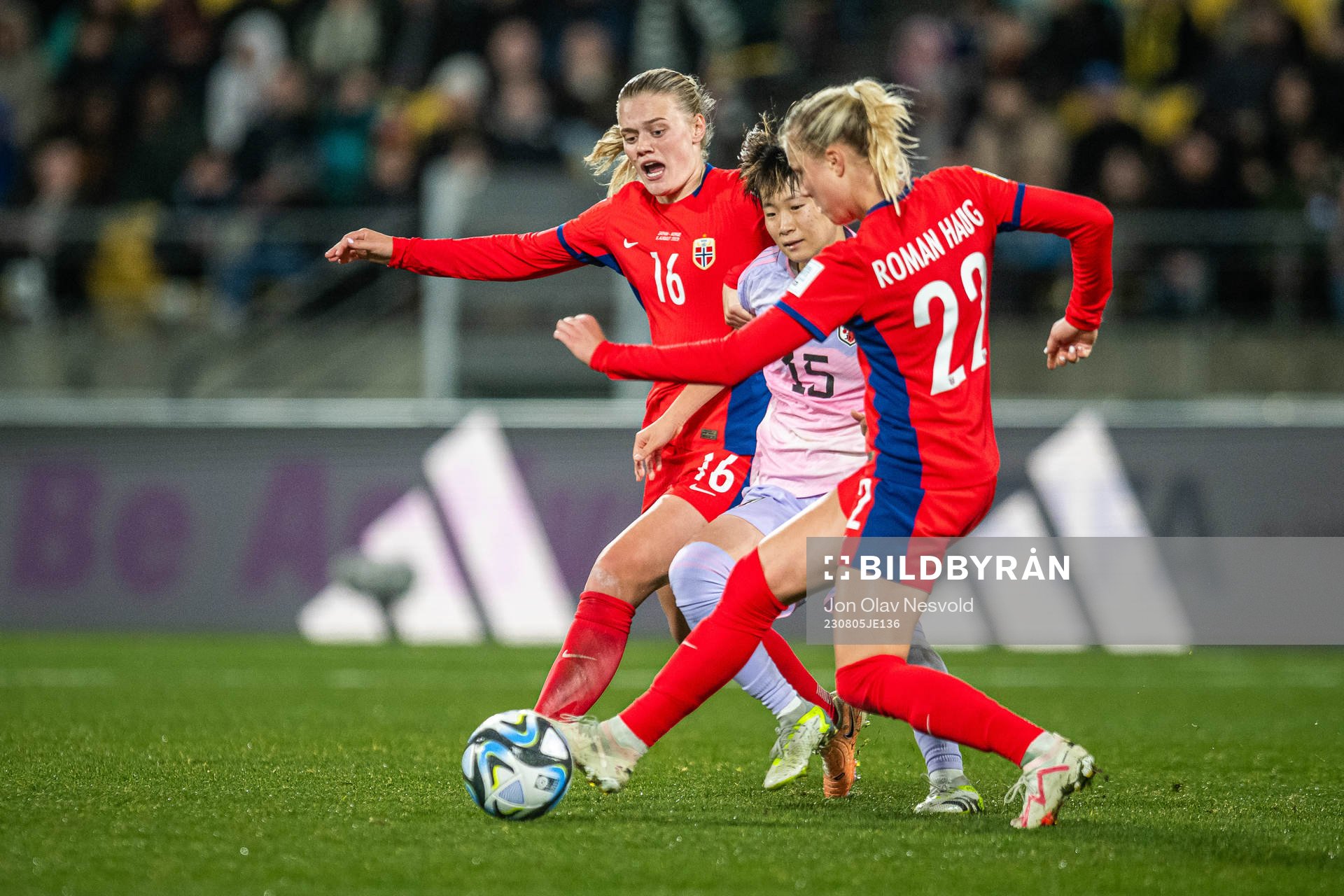 Mathilde Harviken and Sophie Román Haug of Norway and Aoba