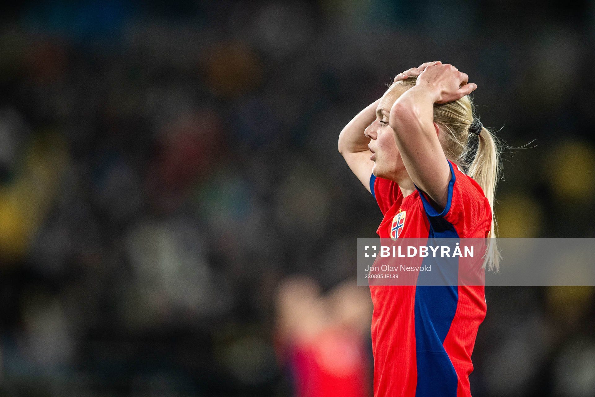 Sophie Román Haug of Norway looks dejected
