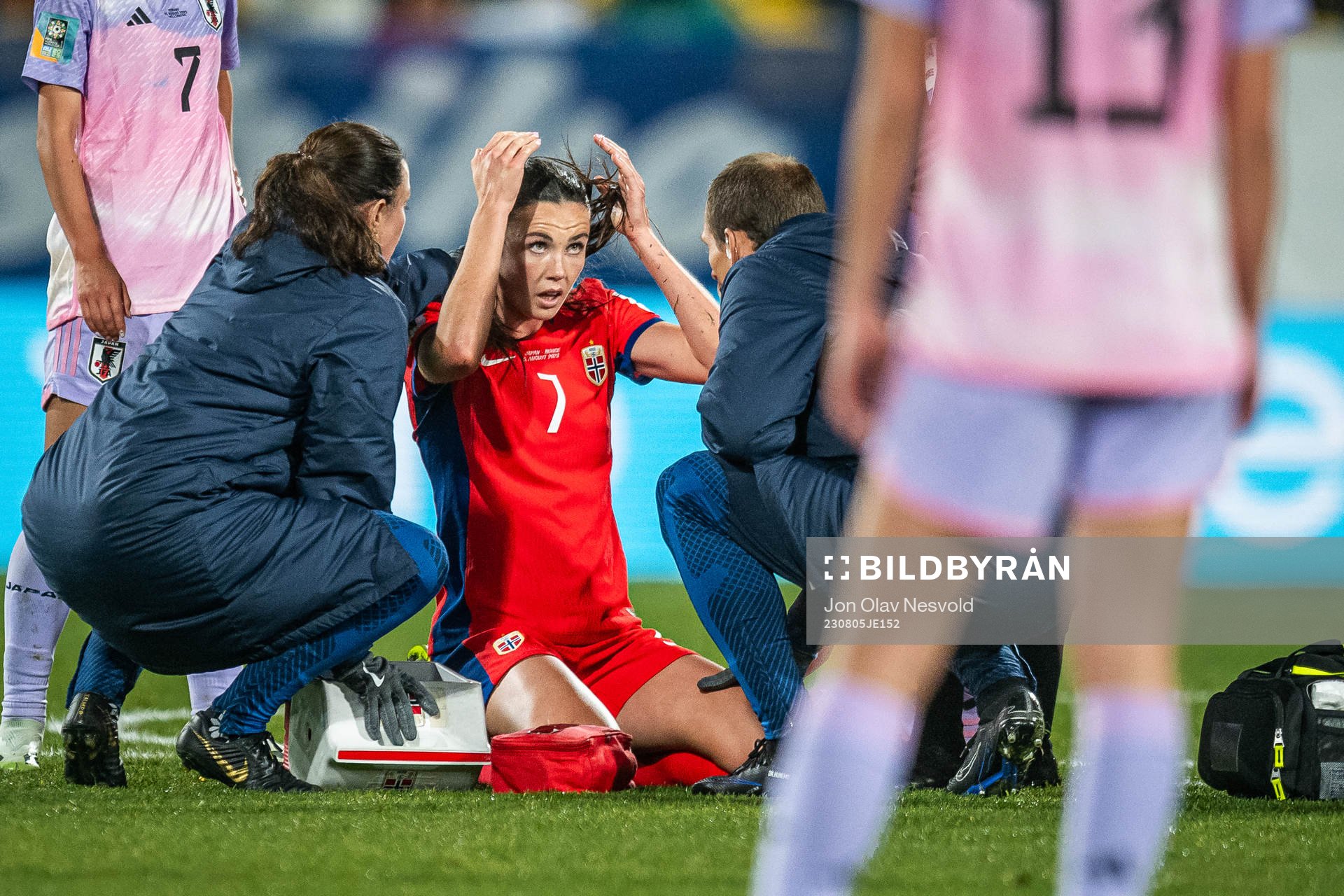 Ingrid Syrstad Engen of Norway in pain