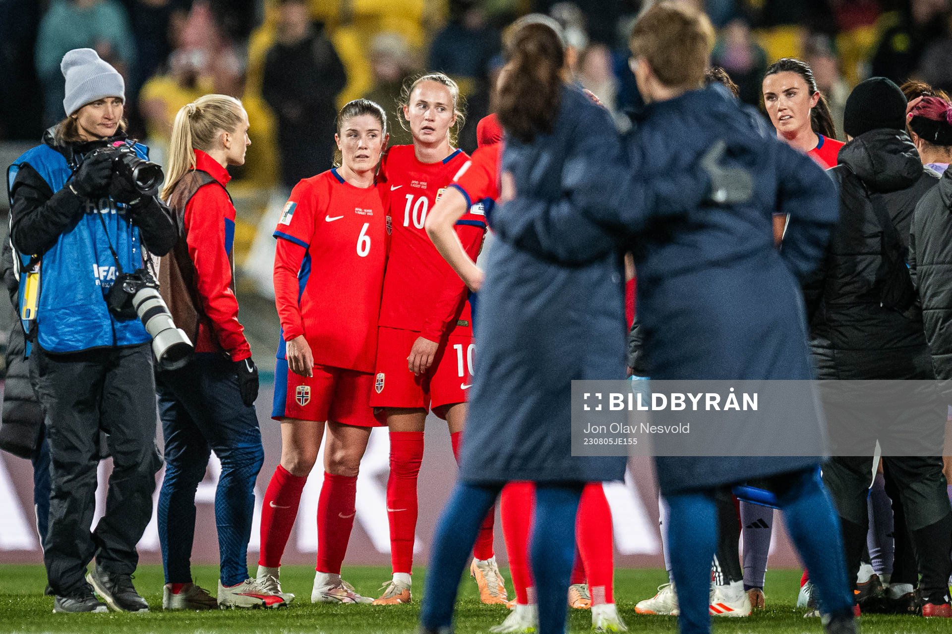 Maren Mjelde and Caroline Graham Hansen of Norway look