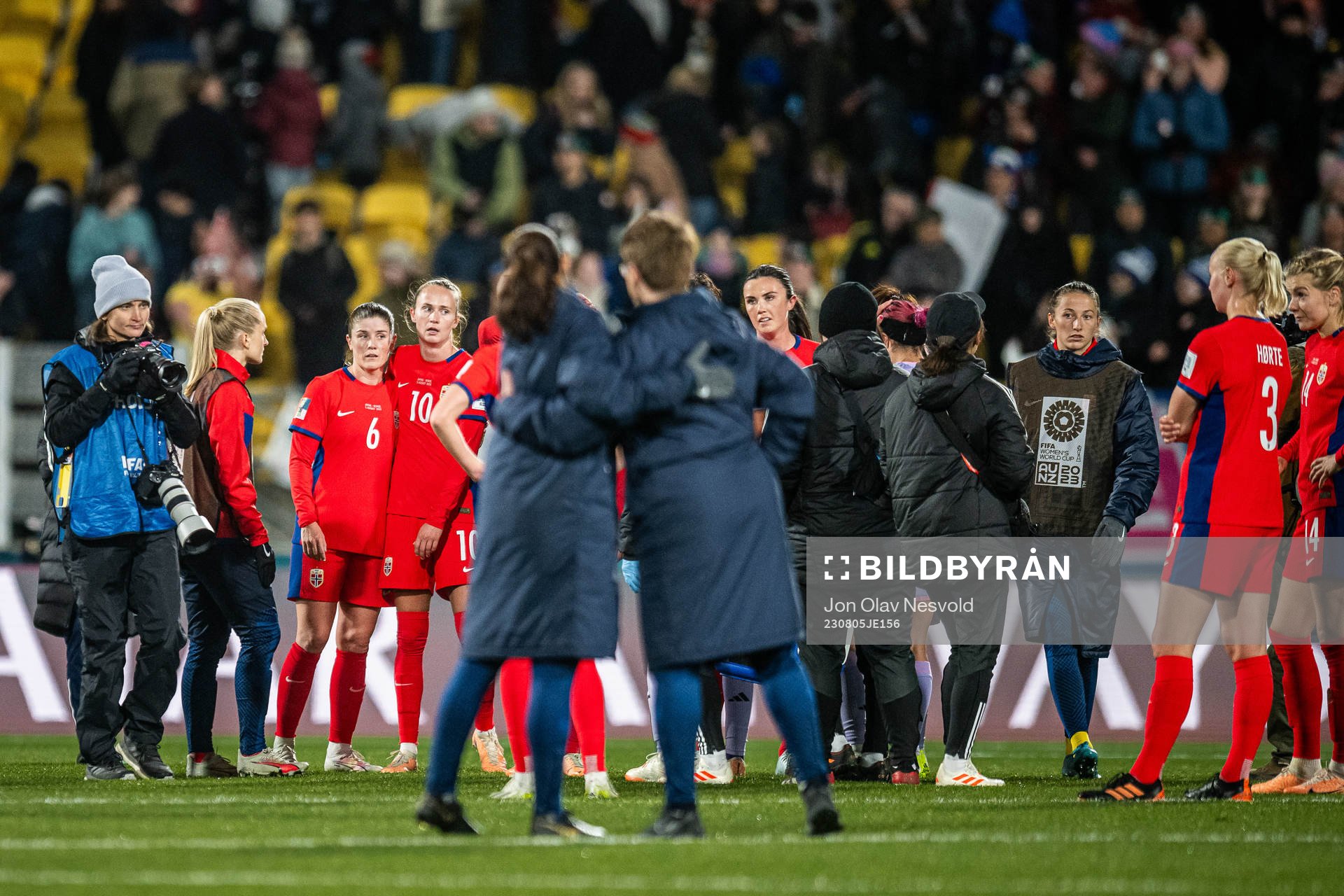Maren Mjelde and Caroline Graham Hansen of Norway look