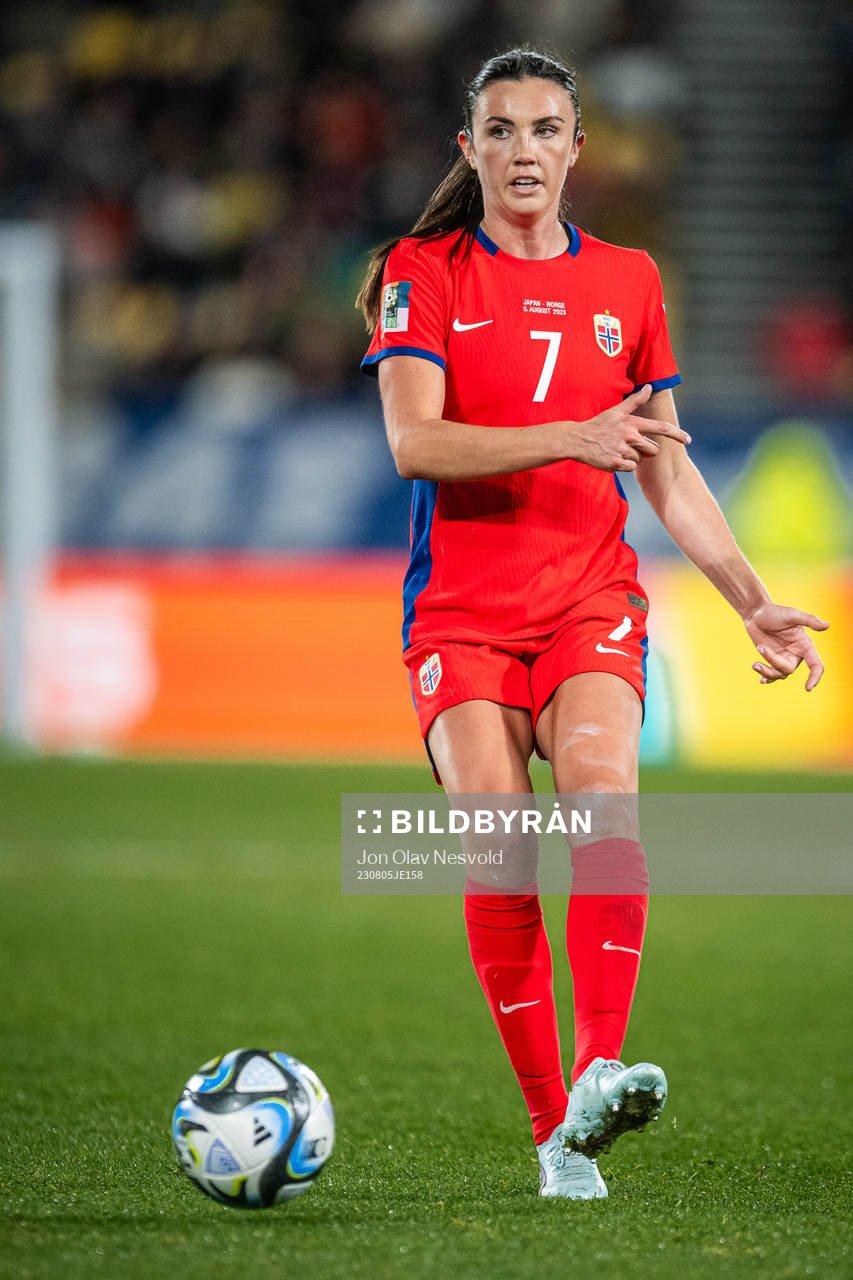 Ingrid Syrstad Engen of Norway during the FIFA Women's World Cup round of 16 match between Japan and Norway on August 5, 2023 in Wellington.