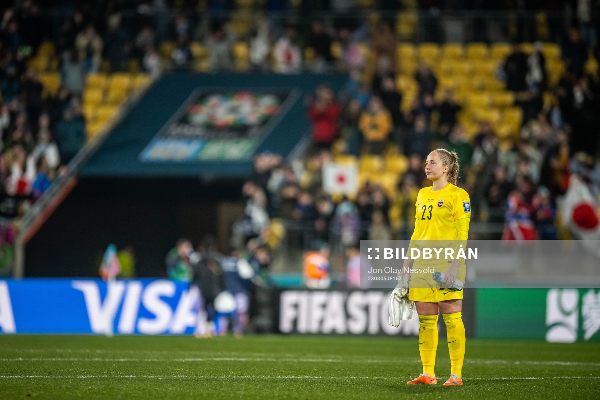 Goalkeeper Aurora Mikalsen of Norway looks dejected