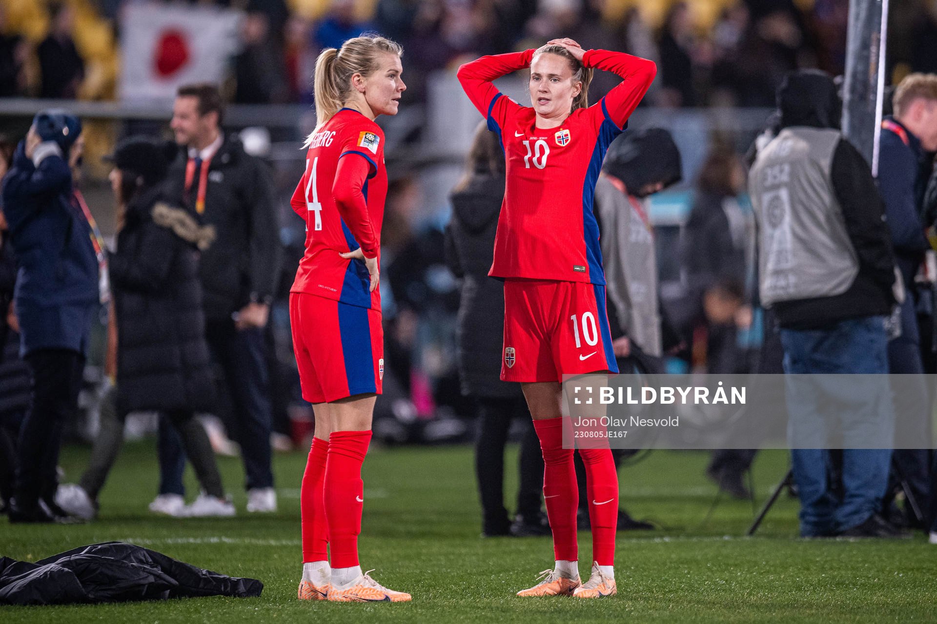 Ada Hegerberg and Caroline Graham Hansen of Norway look