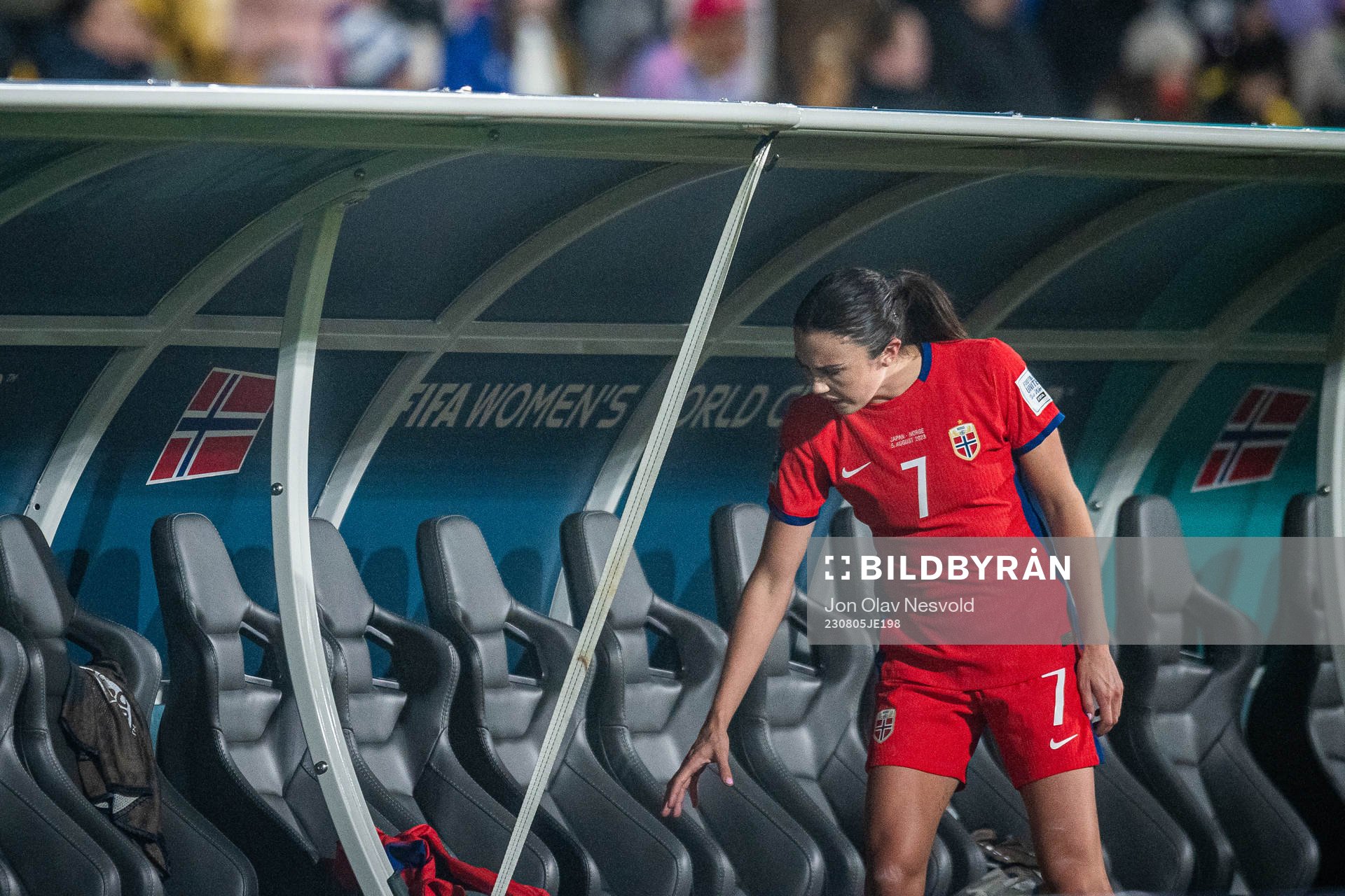 Ingrid Syrstad Engen of Norway looks dejected