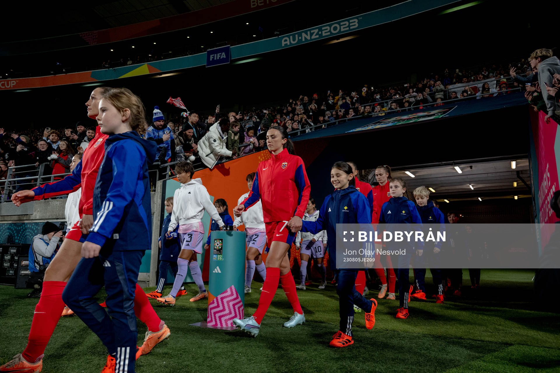 Ingrid Syrstad Engen of Norway enters the pitch