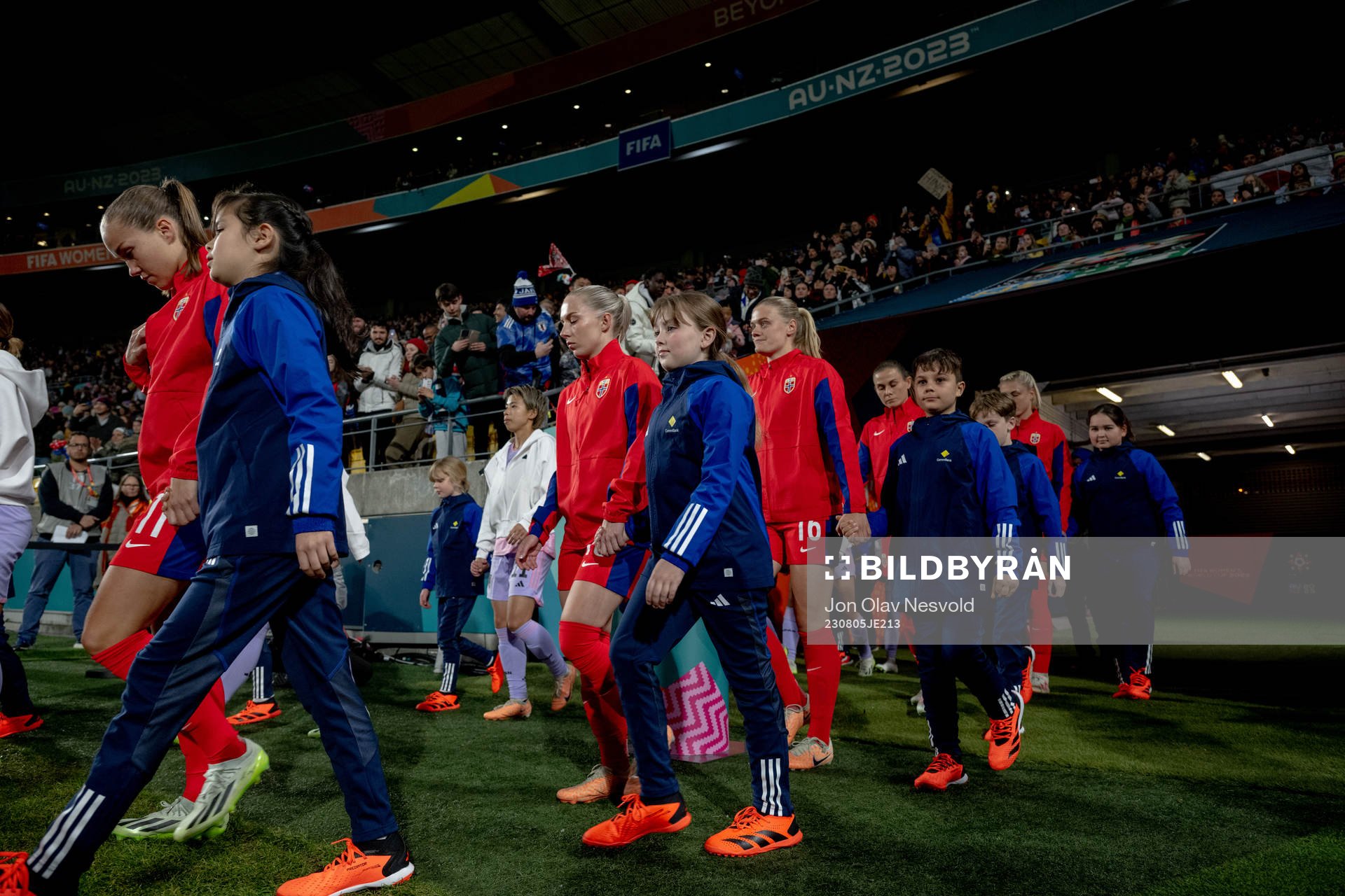 Thea Bjelde of Norway enters the pitch