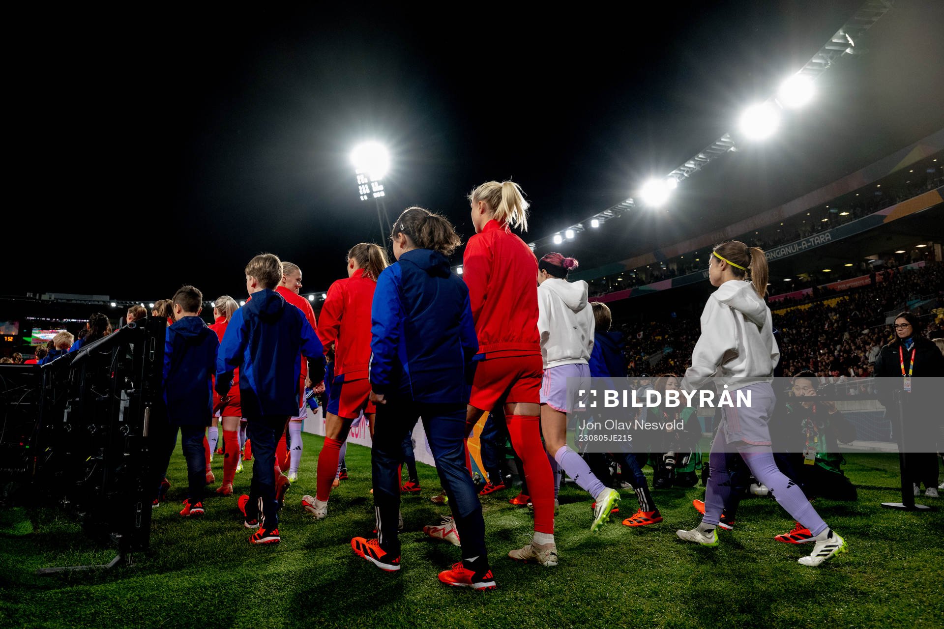 Sophie Román Haug of Norway enters the pitch