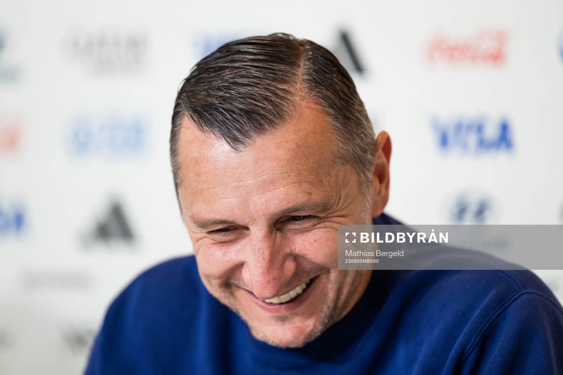 Head coach Vlatko Andonovski at a press conference with the