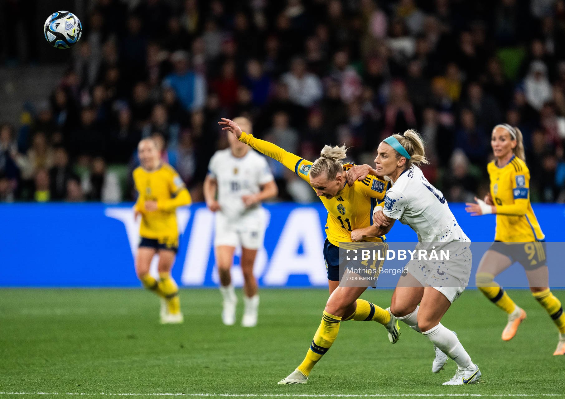 Stina Blackstenius of Sweden and Julie Ertz of USA