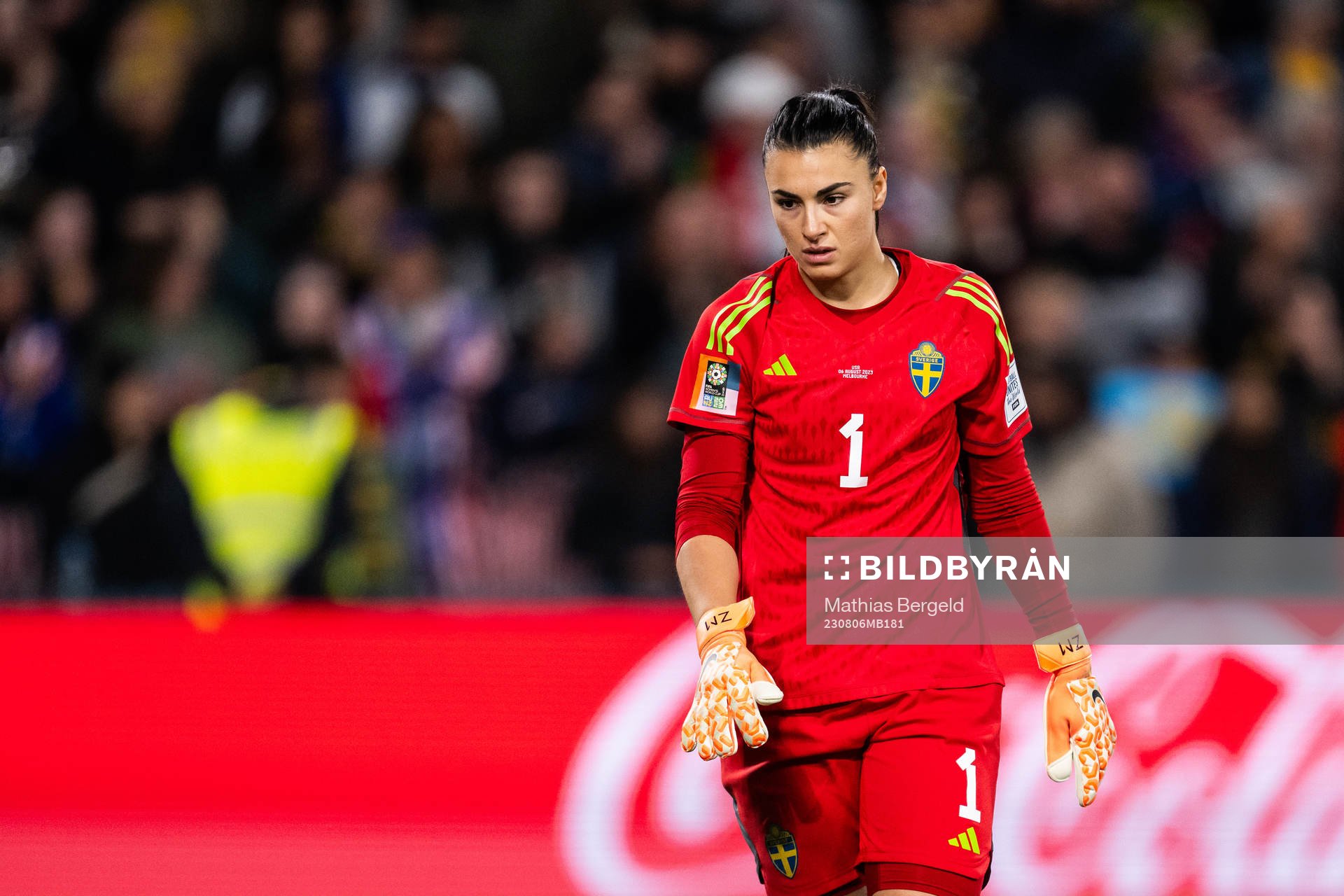Goalkeeper Zecira Musovic of Sweden looks dejected
