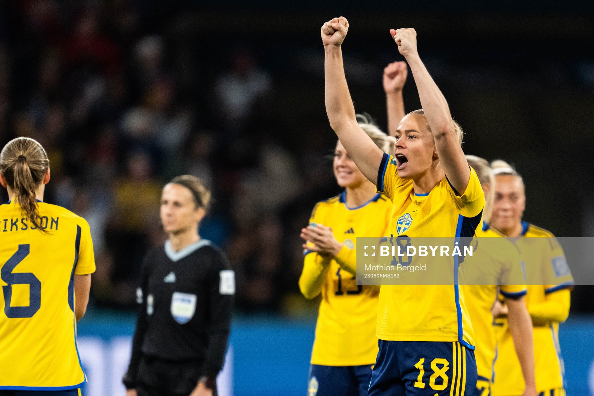 Fridolina Rolfö of Sweden celebrates