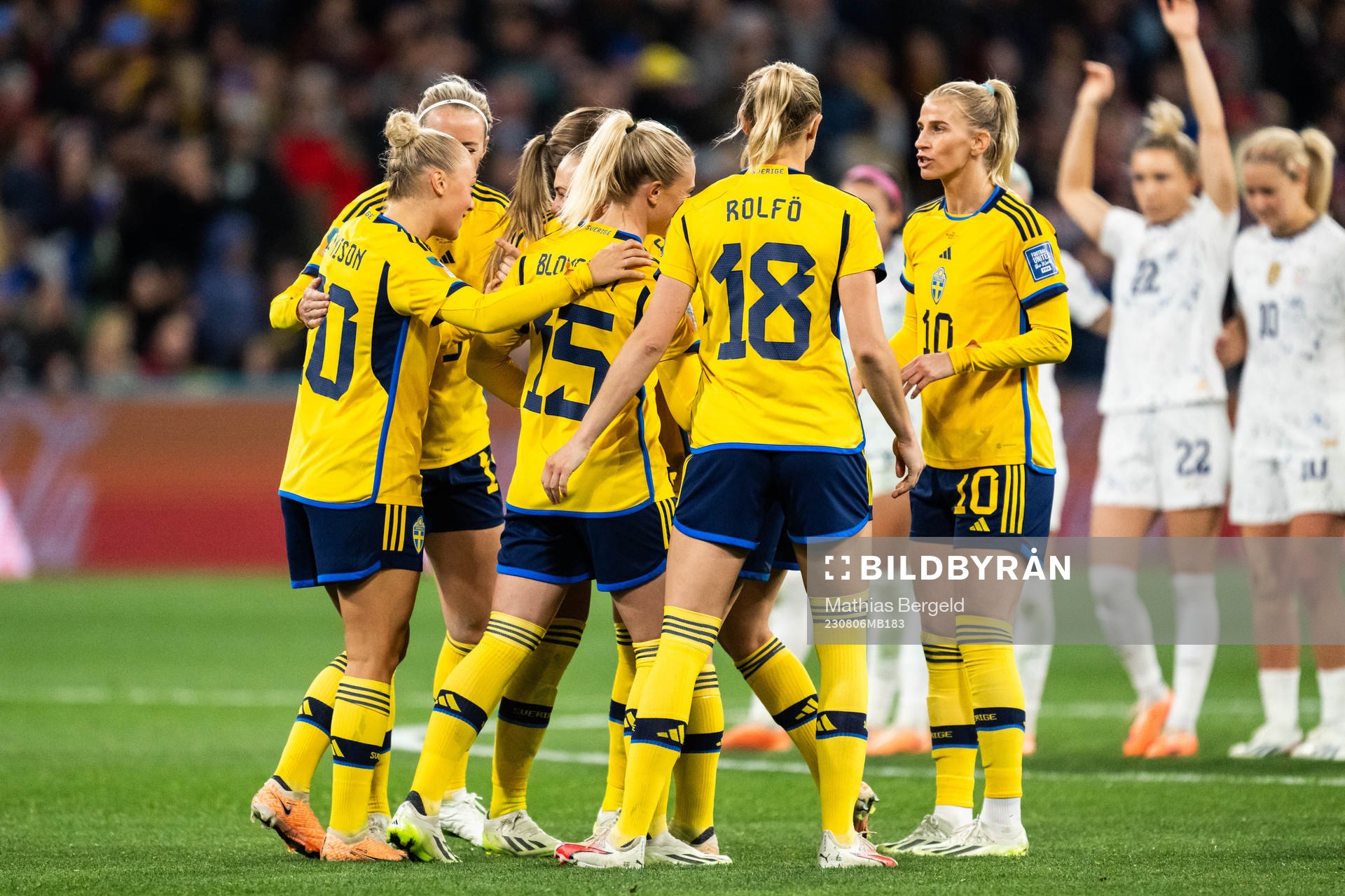 Players of Sweden celebrate
