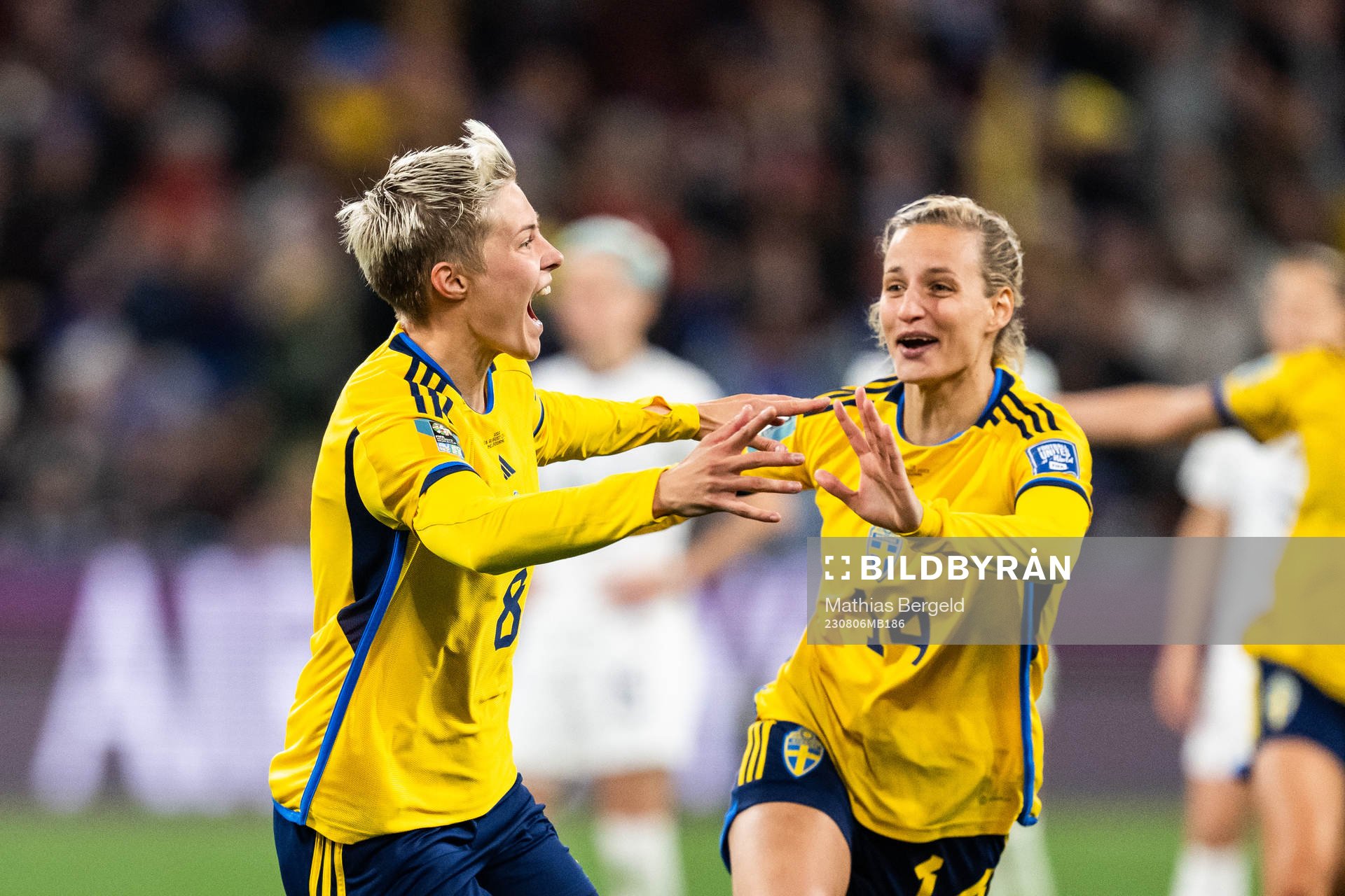 Lina Hurtig of Sweden celebrates