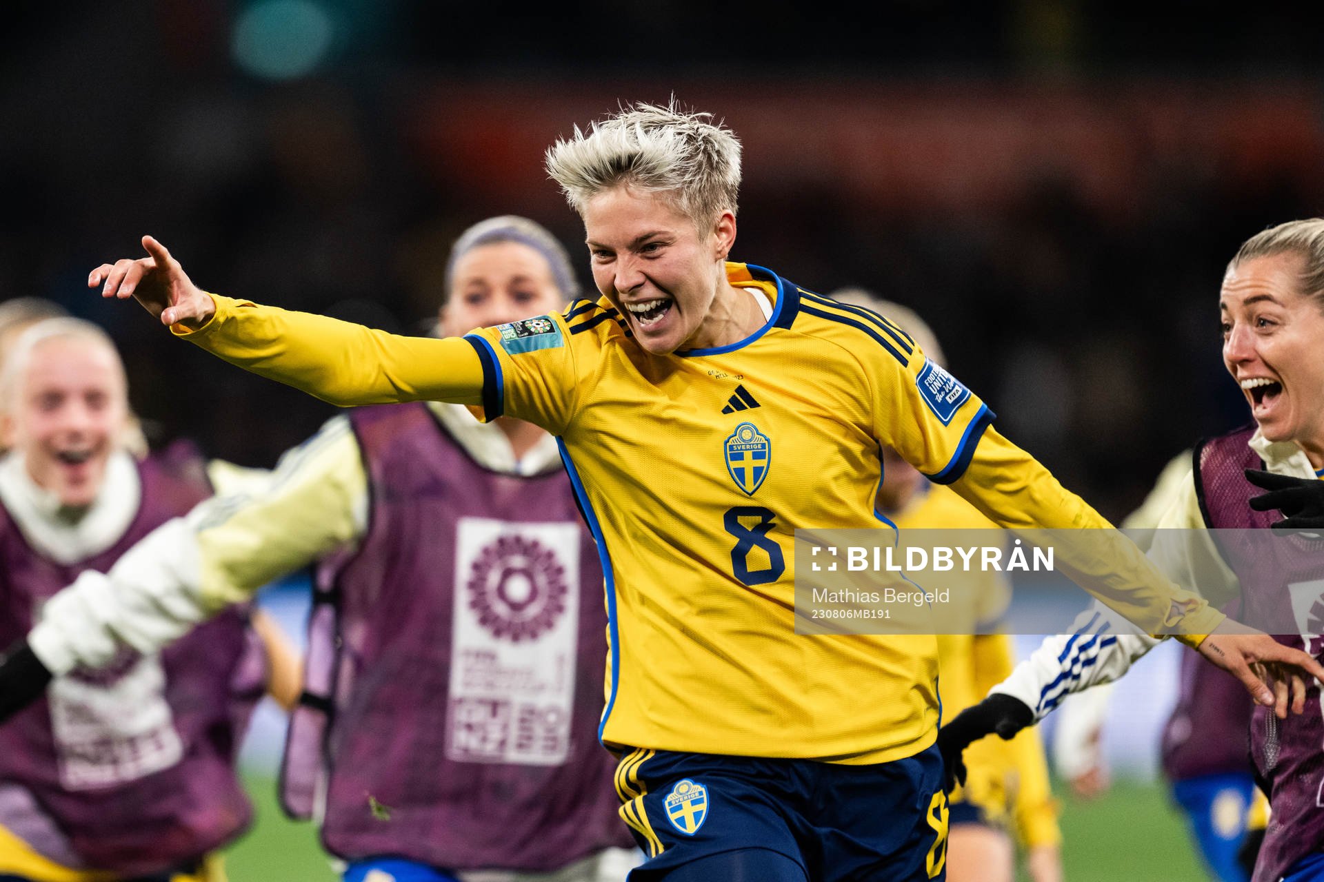 Lina Hurtig of Sweden celebrates