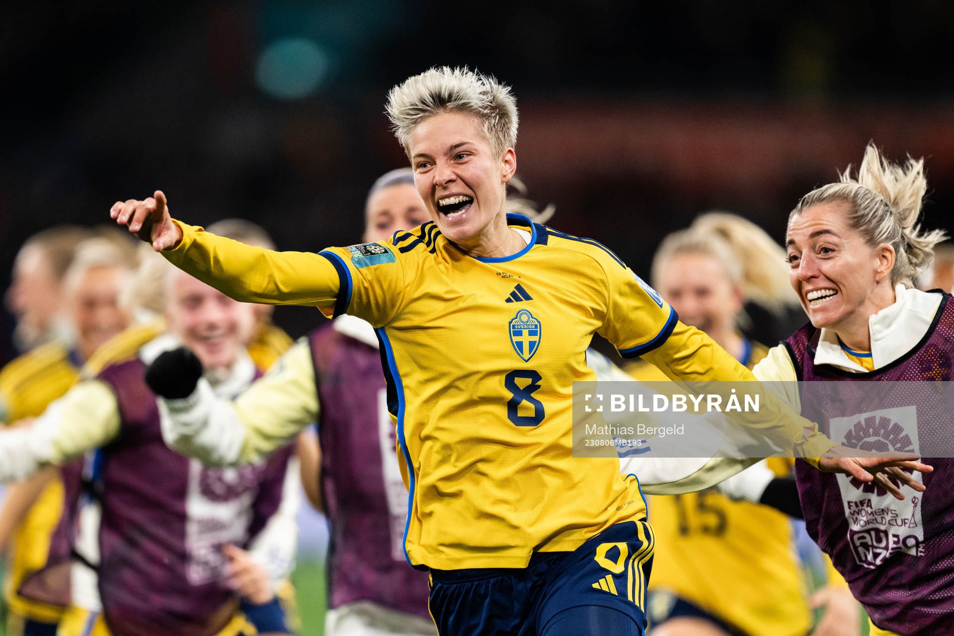 Lina Hurtig of Sweden celebrates
