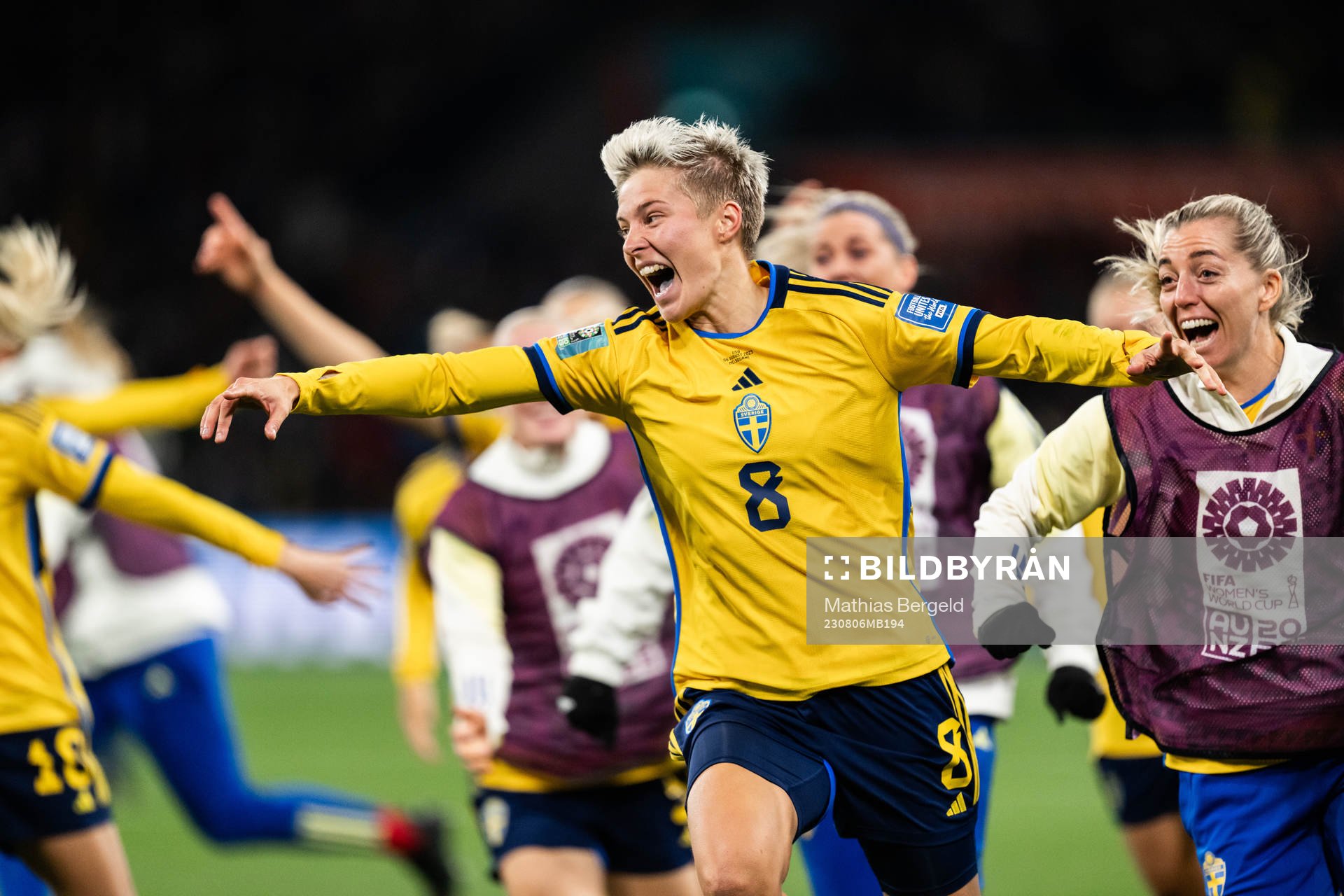 Lina Hurtig of Sweden celebrates