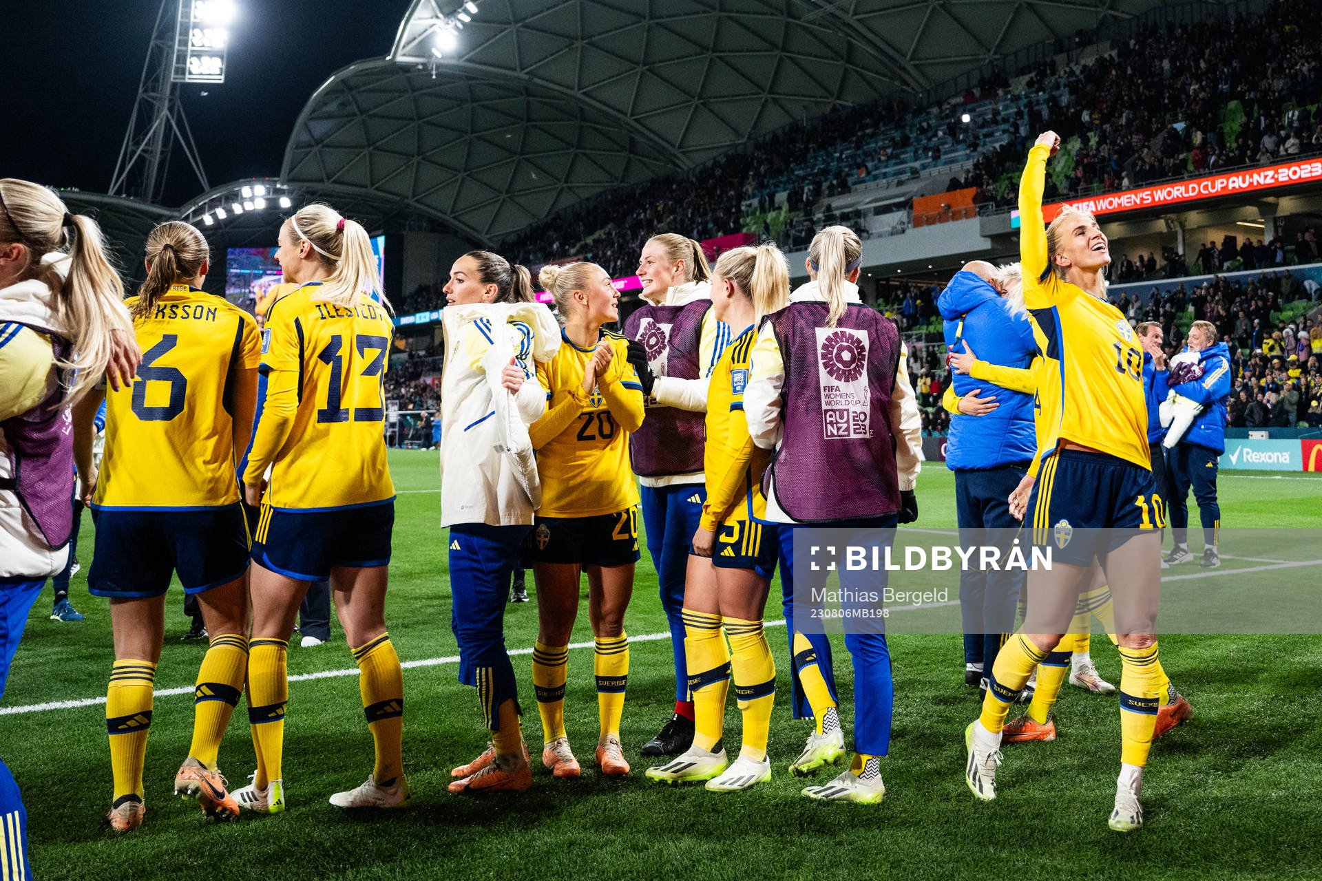 Players of Sweden celebrate