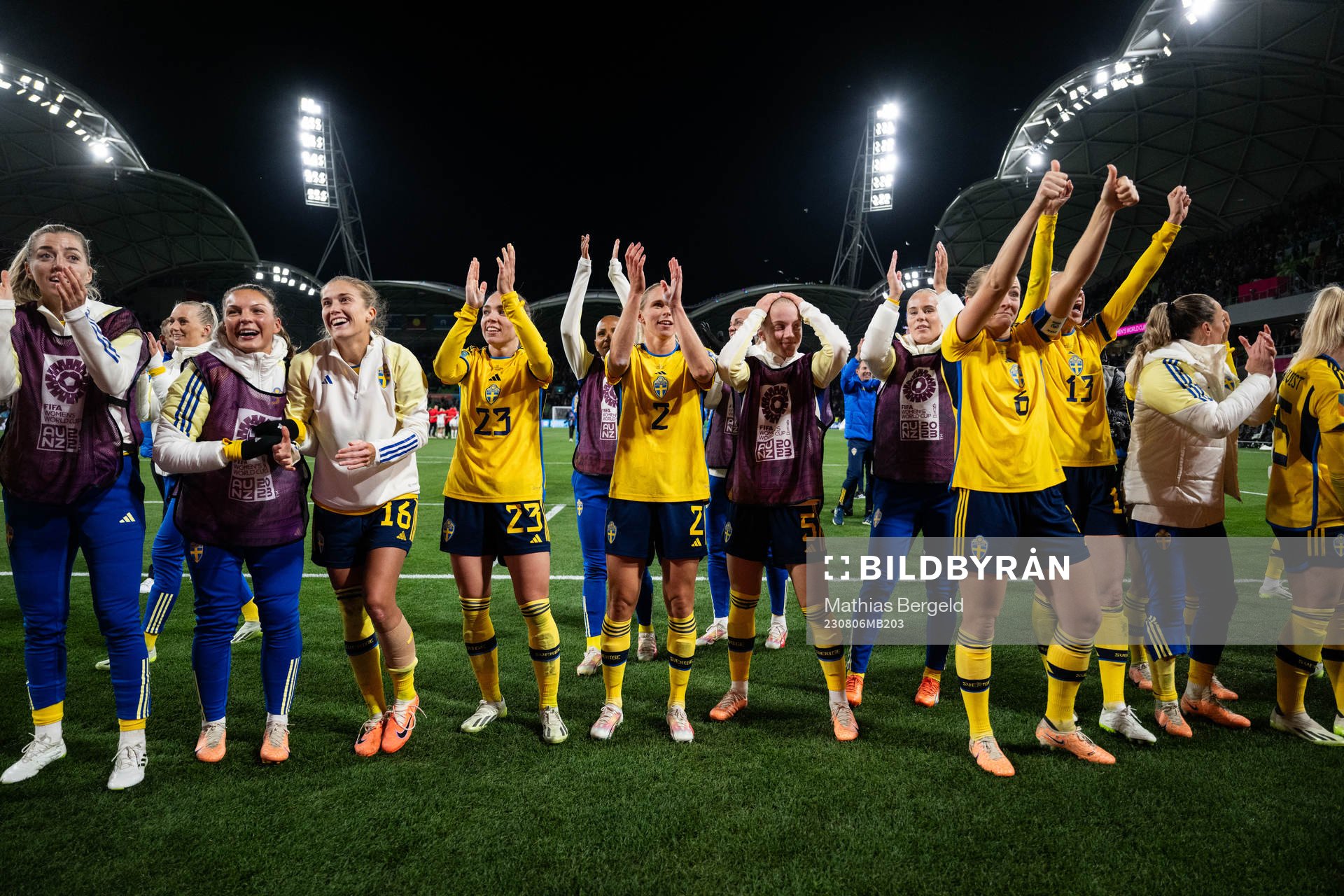 Players of Sweden celebrate
