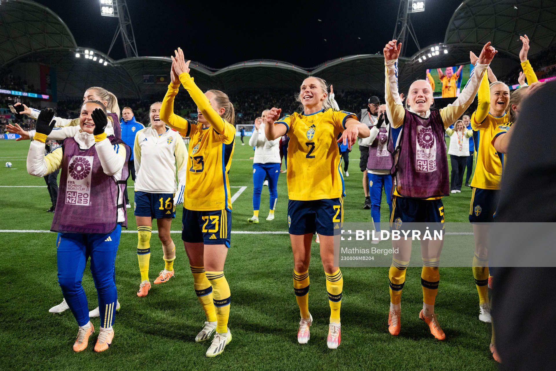 Players of Sweden celebrate