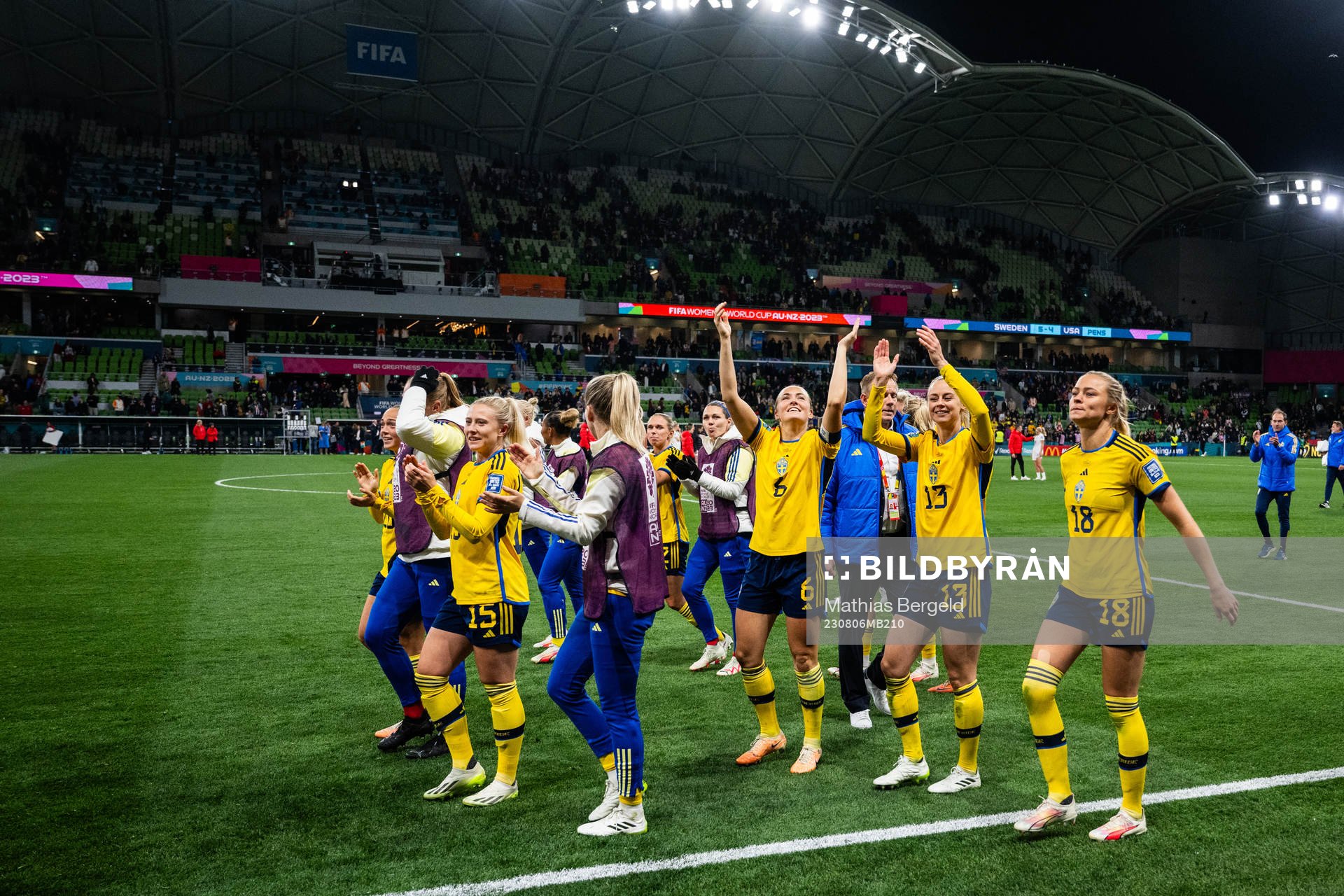Players of Sweden celebrate