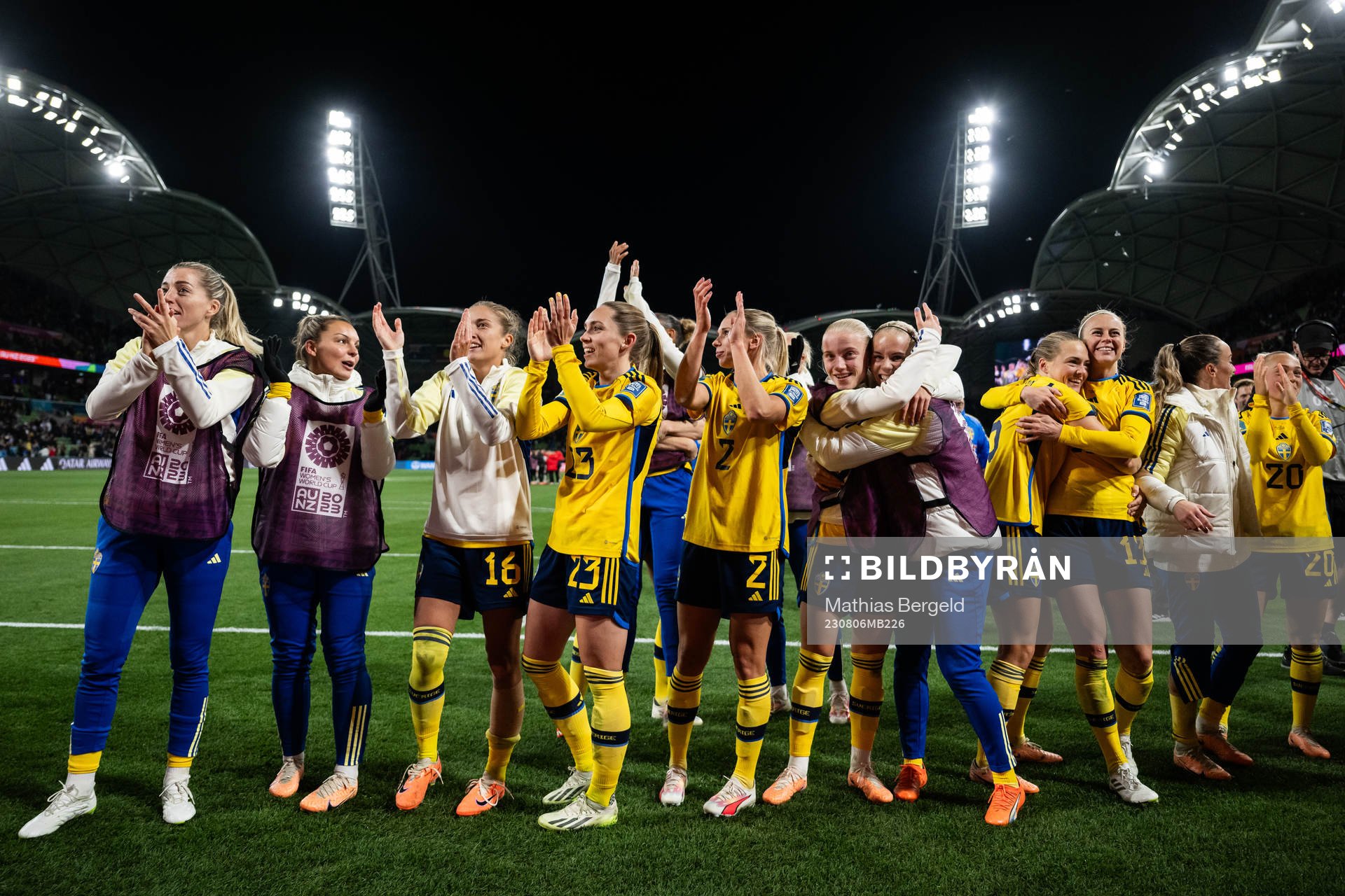 Players of Sweden celebrate