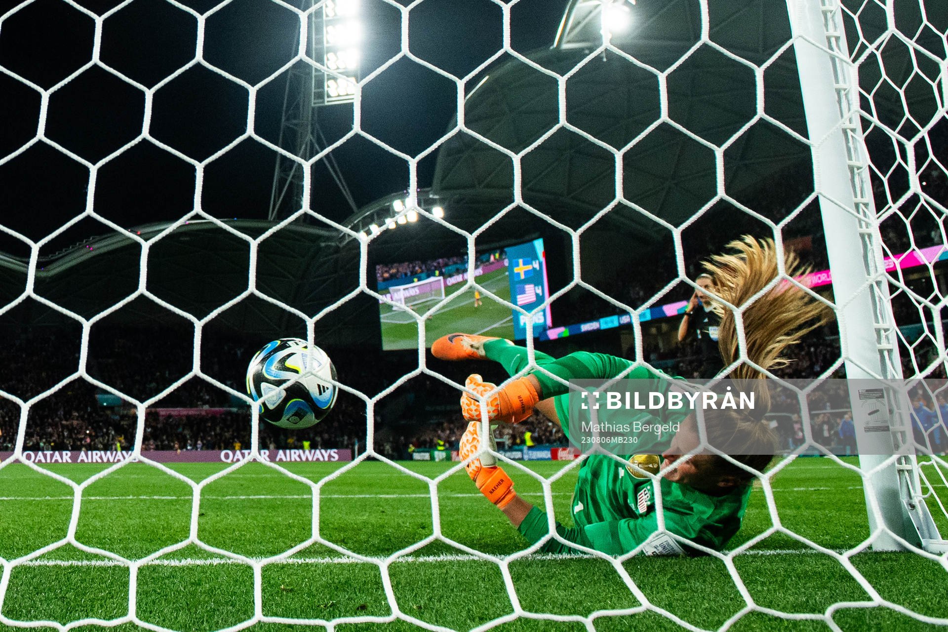 Lina Hurtig of Sweden scores the decisive goal behind