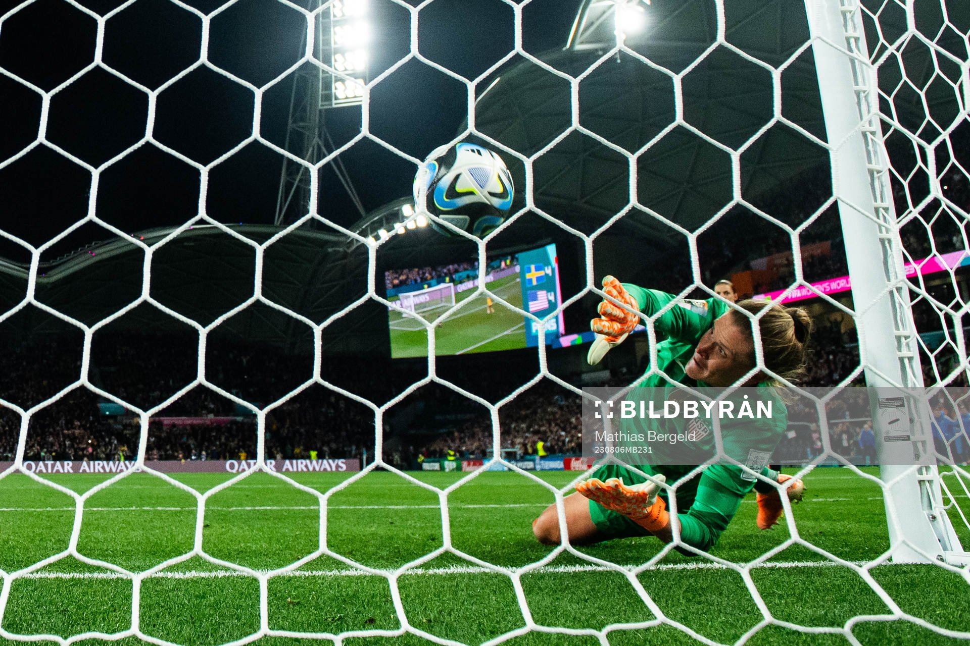 Lina Hurtig of Sweden scores the decisive goal behind