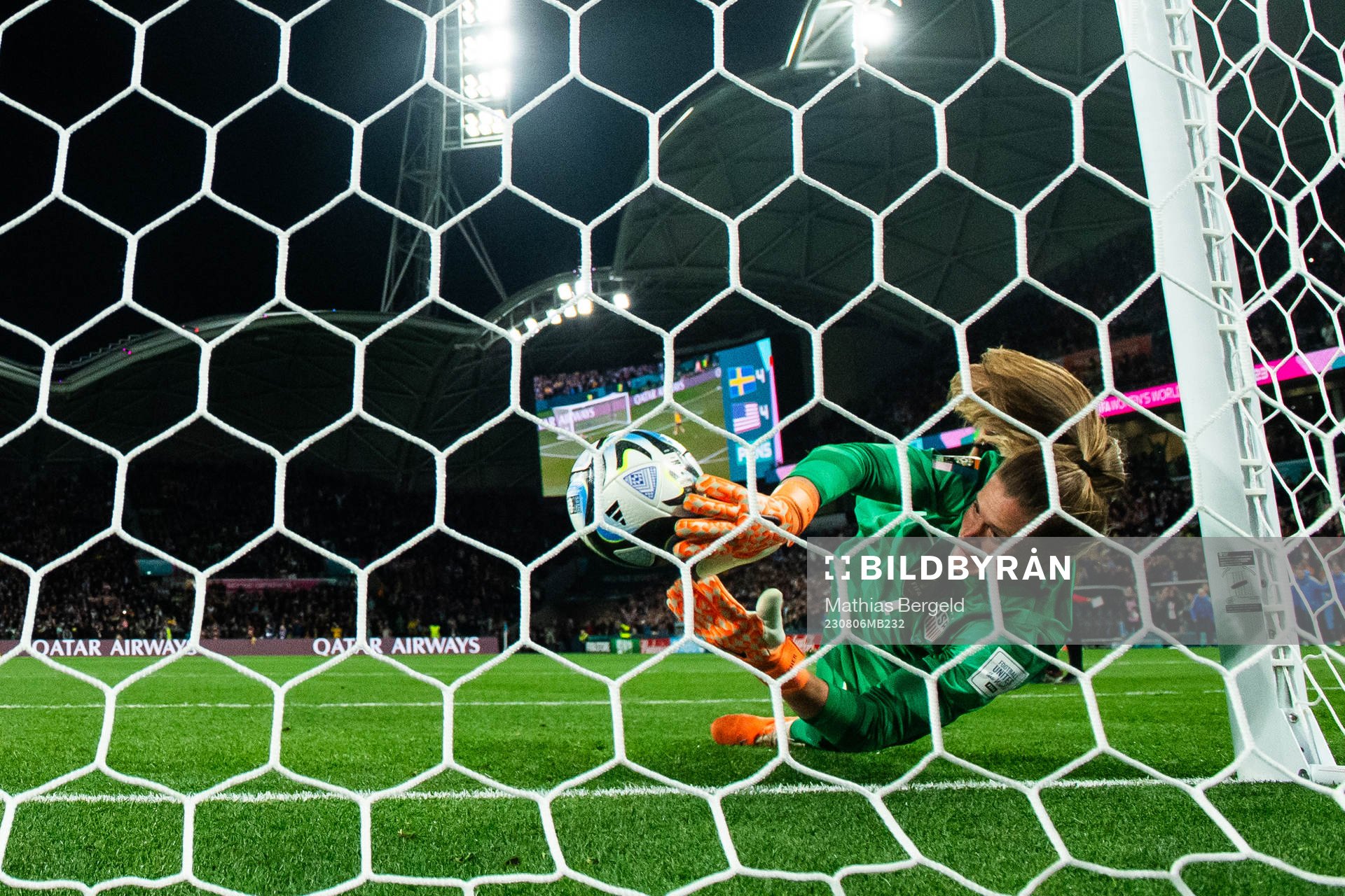 Lina Hurtig of Sweden scores the decisive goal behind