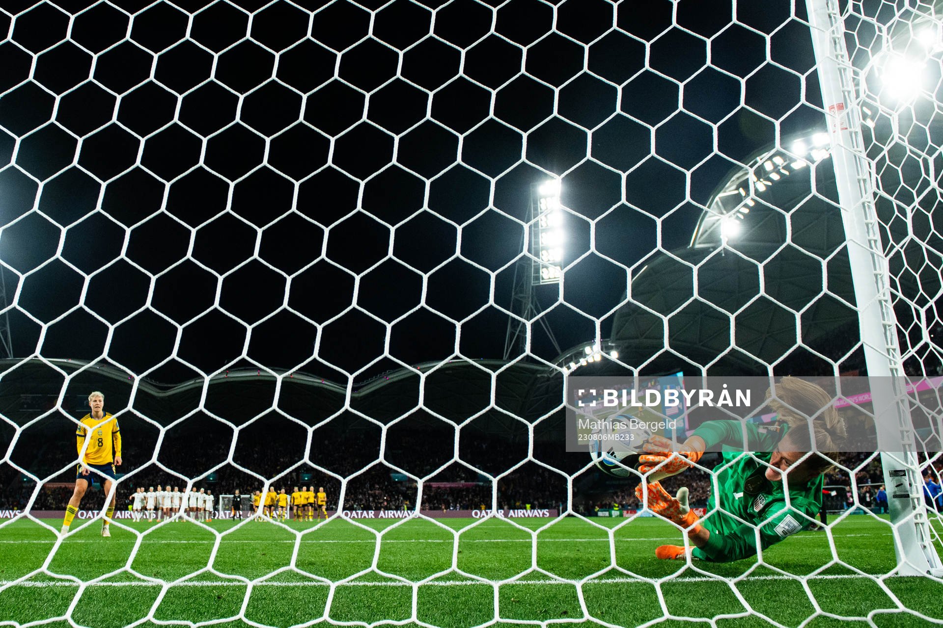 Lina Hurtig of Sweden scores the decisive goal behind