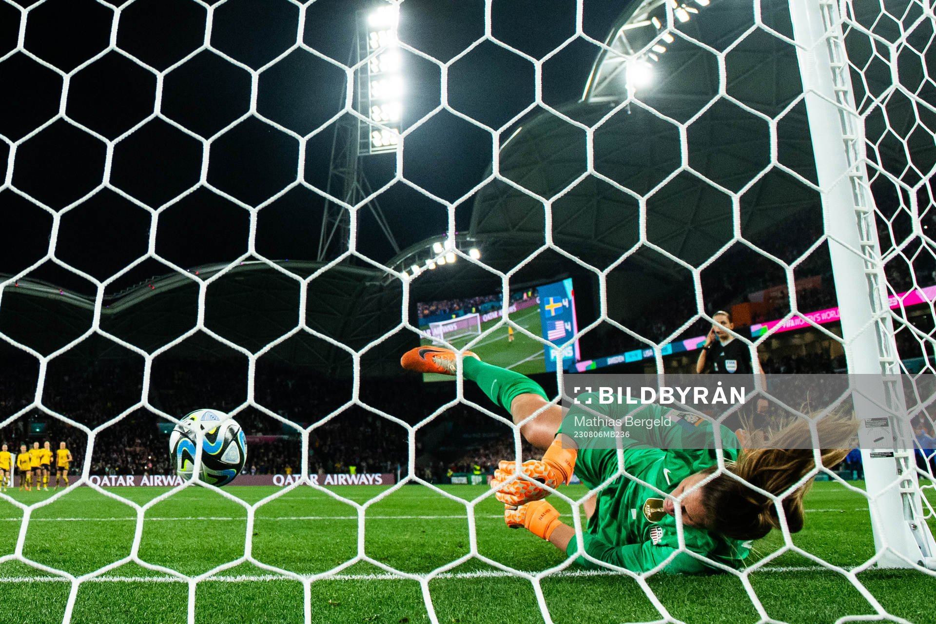 Lina Hurtig of Sweden scores the decisive goal behind