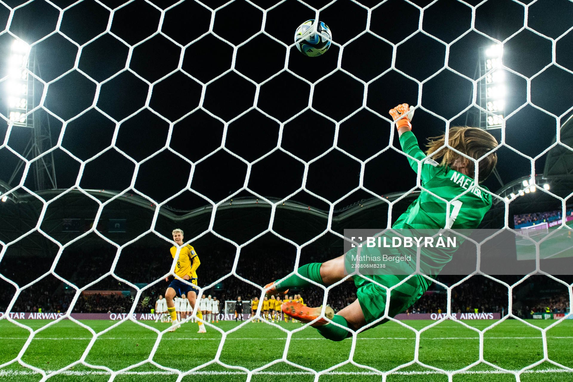 Lina Hurtig of Sweden scores the decisive goal behind
