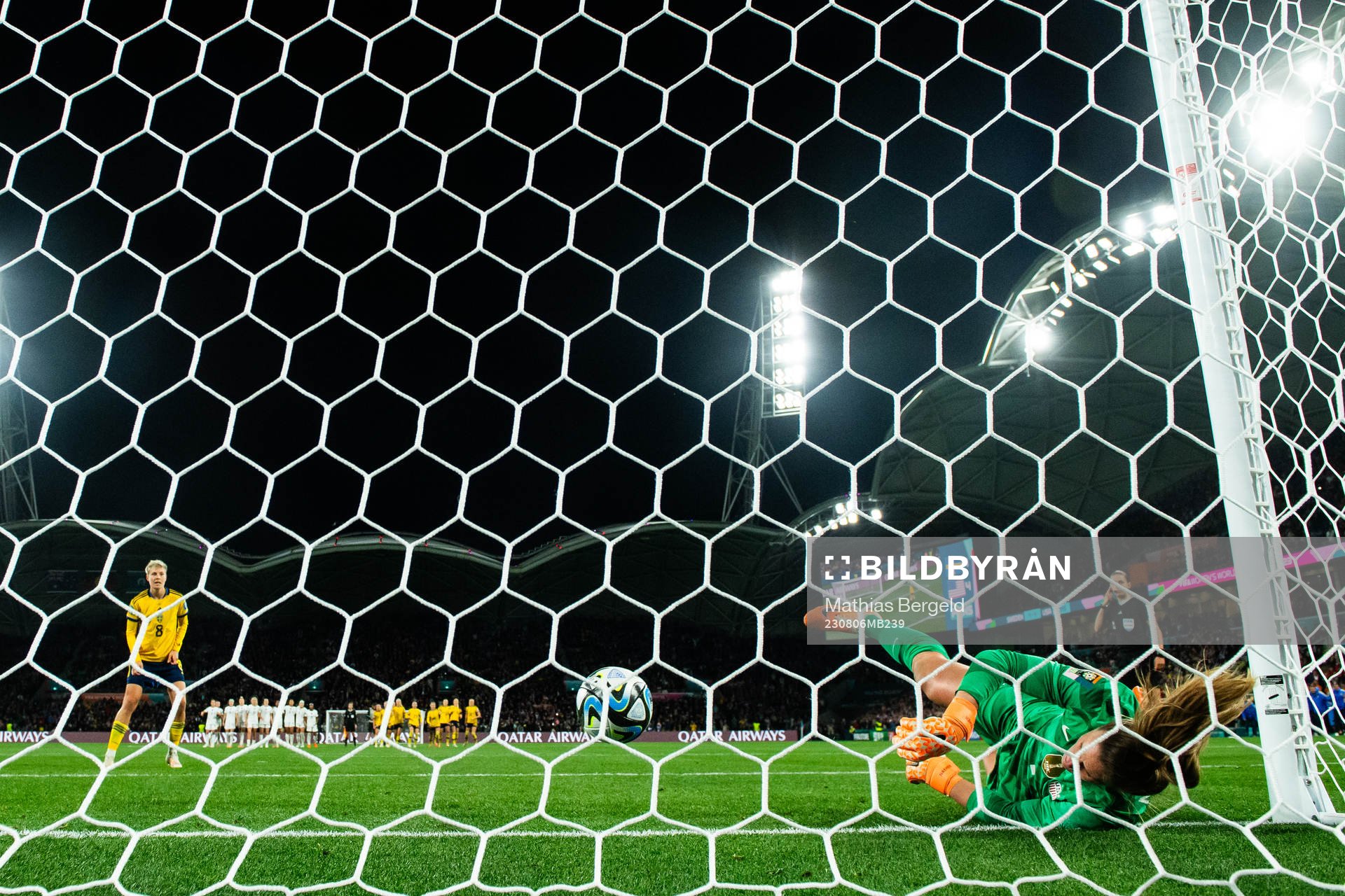 Lina Hurtig of Sweden scores the decisive goal behind