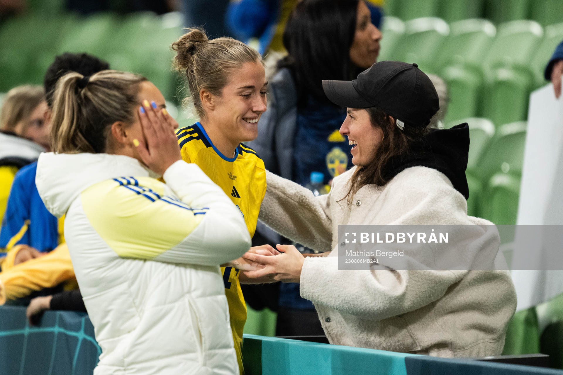 Filippa Angeldahl of Sweden celebrate after the FIFA Women's World Cup round of 16 football match between Sweden and USA on August 6, 2023 in Melbourne.