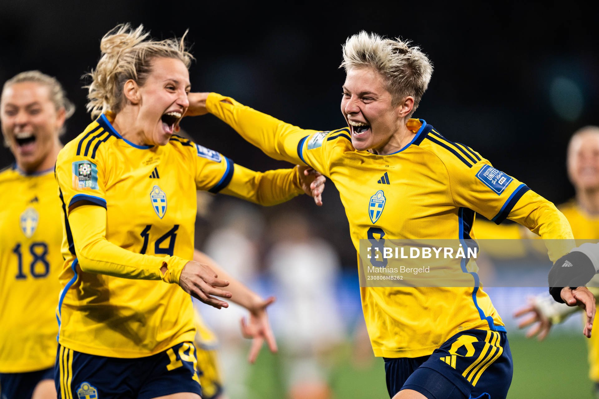 Lina Hurtig of Sweden celebrate with Nathalie Björn