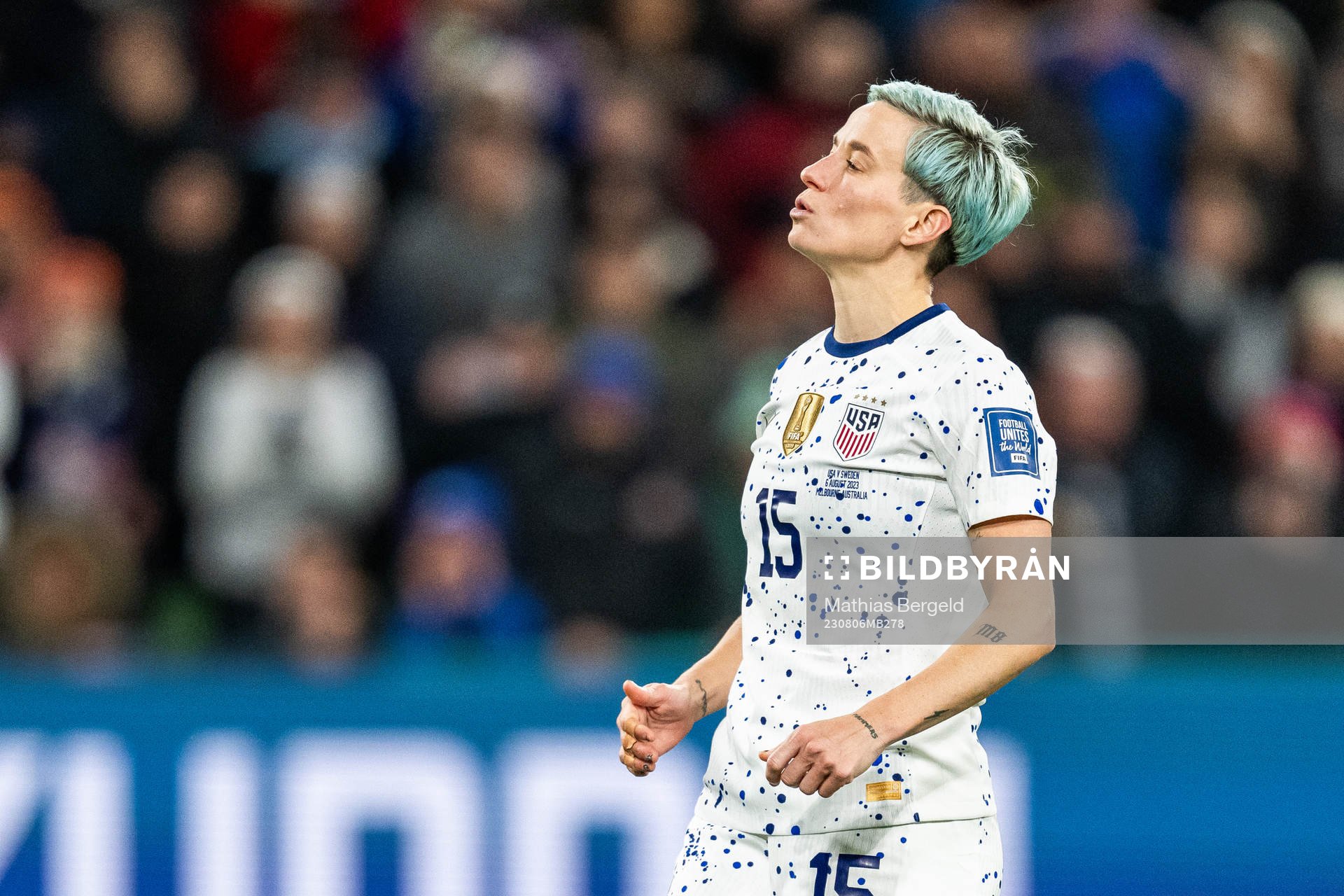Megan Rapinoe of USA looks dejected