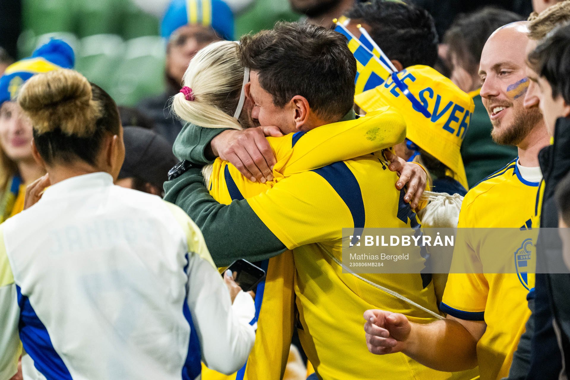 Amanda Ilestedt of Sweden hugs her boyfriend Rainer Müller