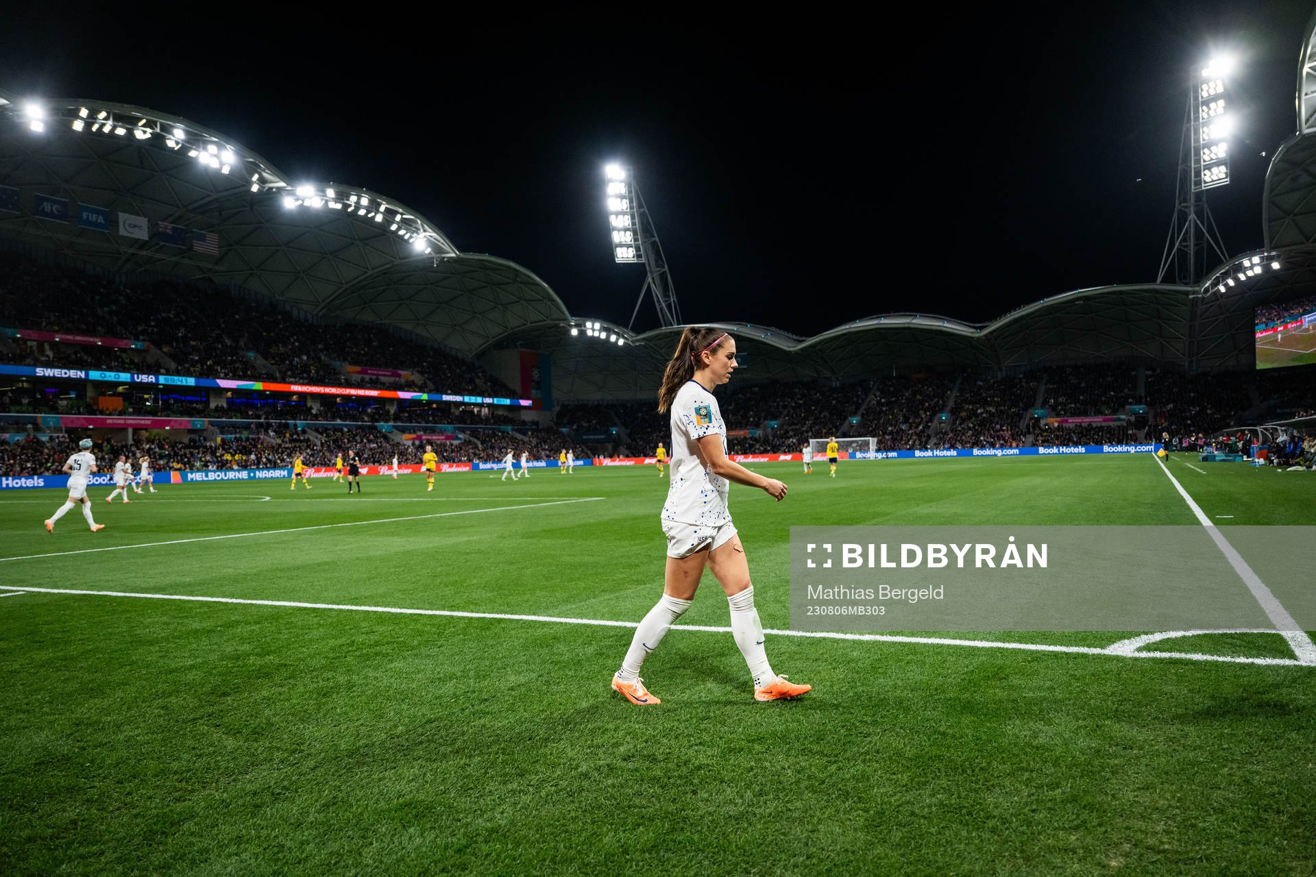 Alex Morgan of USA during the FIFA Women's World Cup round of 16 football match between Sweden and USA on August 6, 2023 in Melbourne.