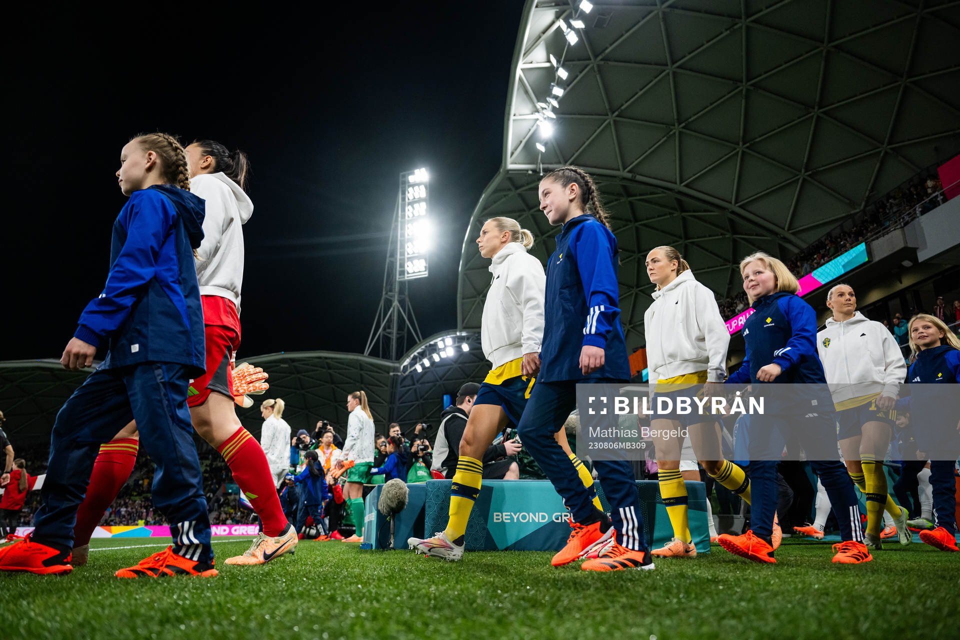 Jonna Andersson and Magdalena Eriksson of Sweden enter the