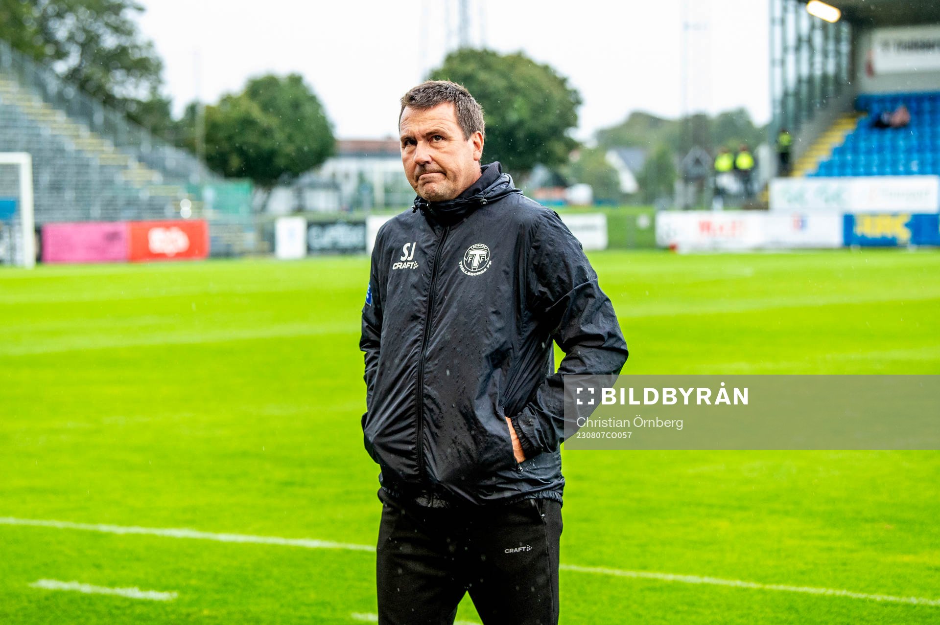 Trelleborgs tränare Stefan Jacobsson innan fotbollsmatchen
