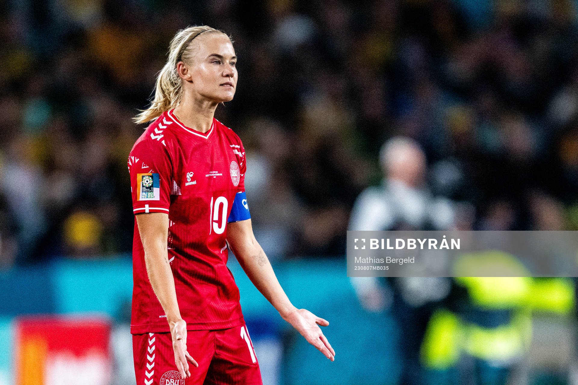 Pernille Harder of Denmark reacts