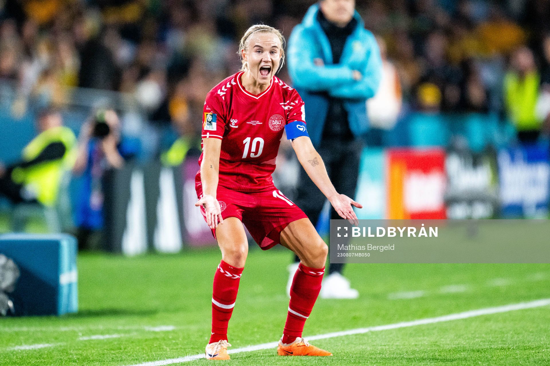 Pernille Harder of Denmark reacts