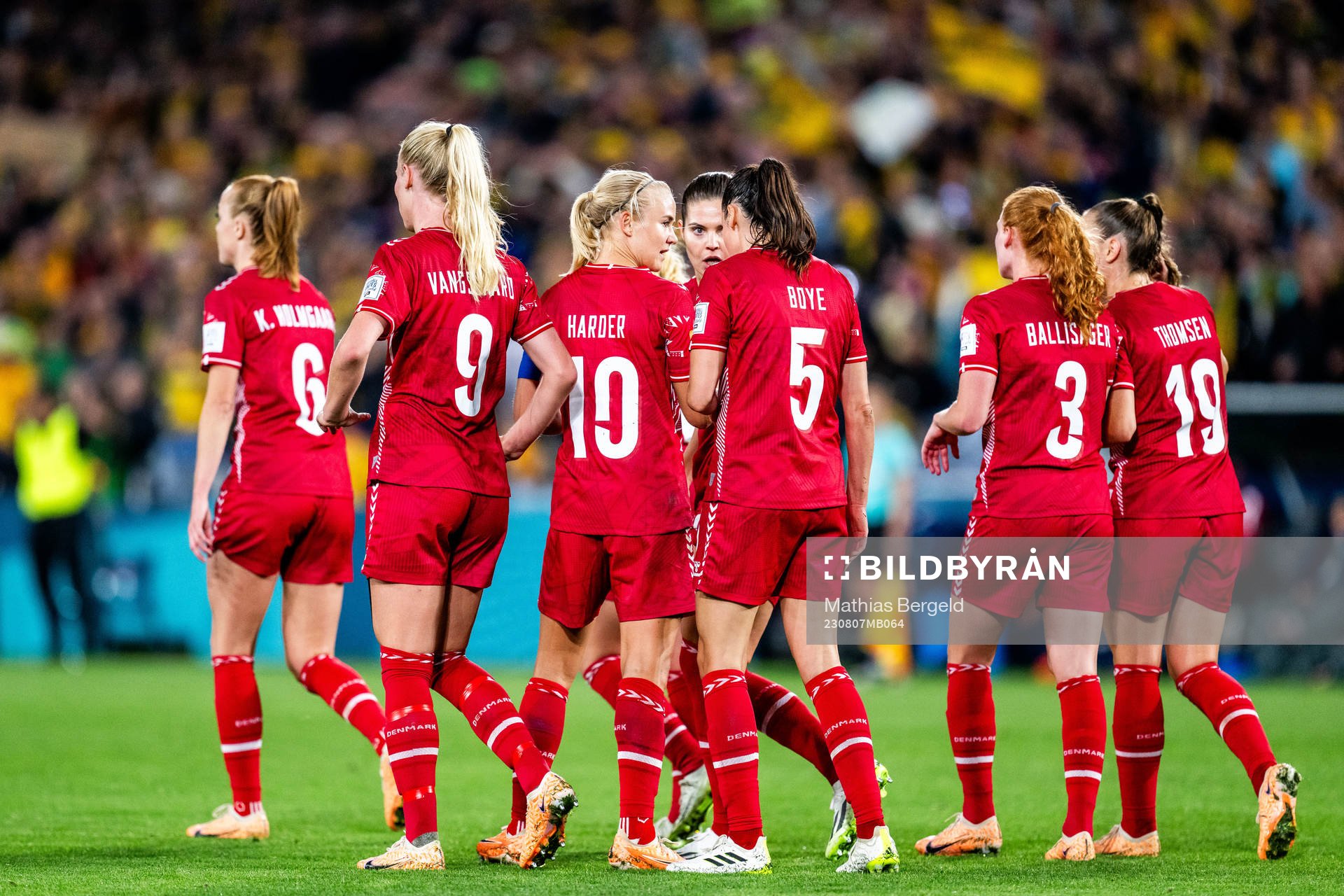 Pernille Harder of Denmark with team looks dejected