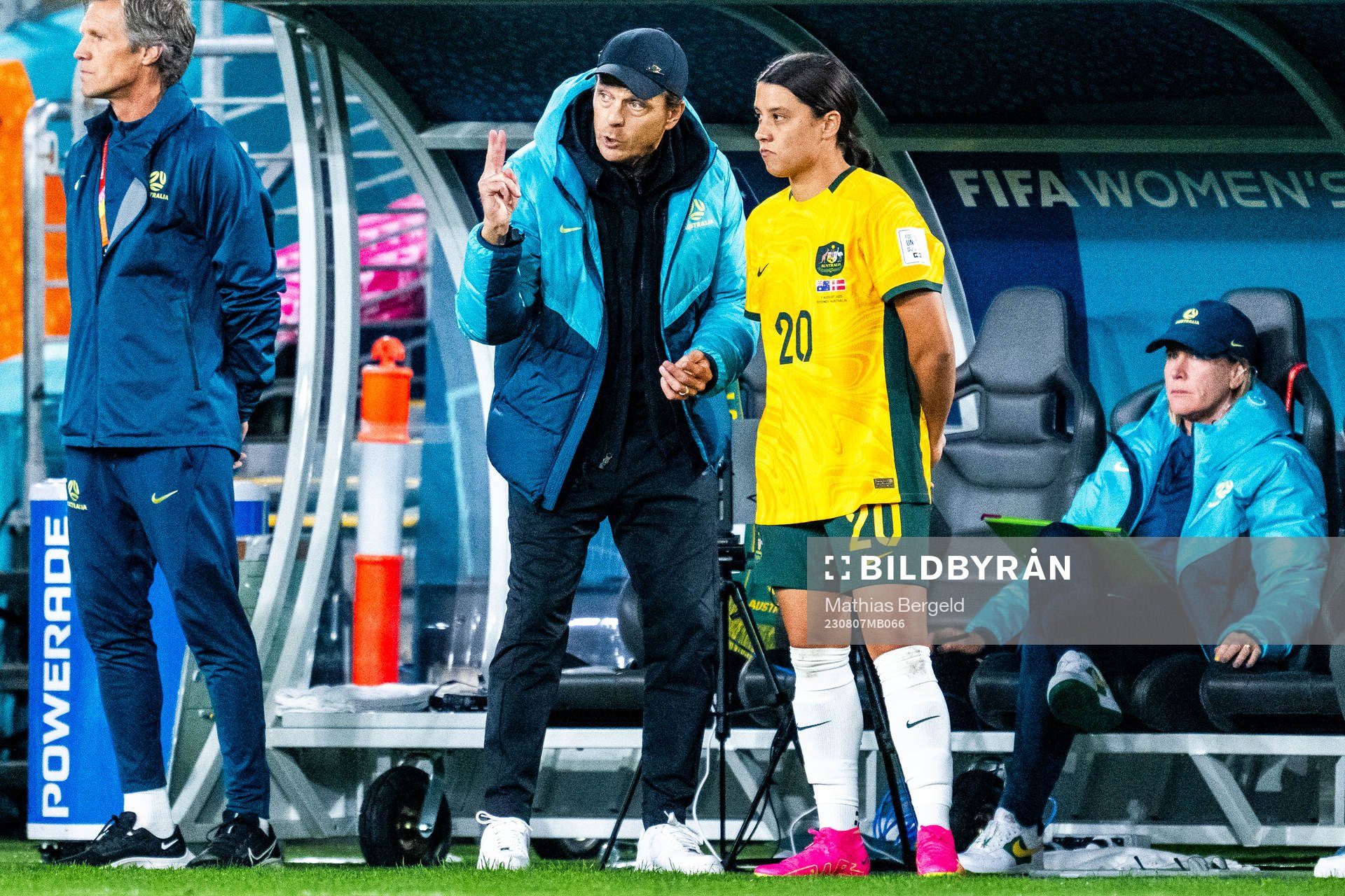 Head coach Tony Gustavsson and Sam Kerr of Australia