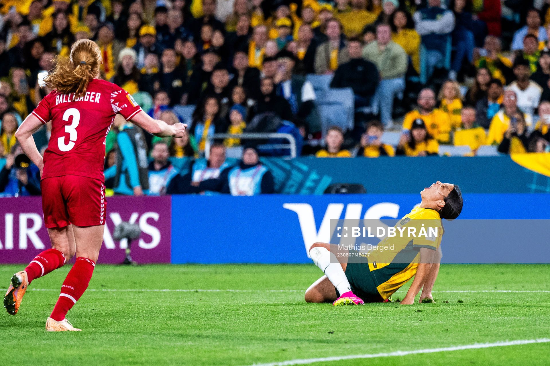 Sam Kerr of Australia in pain