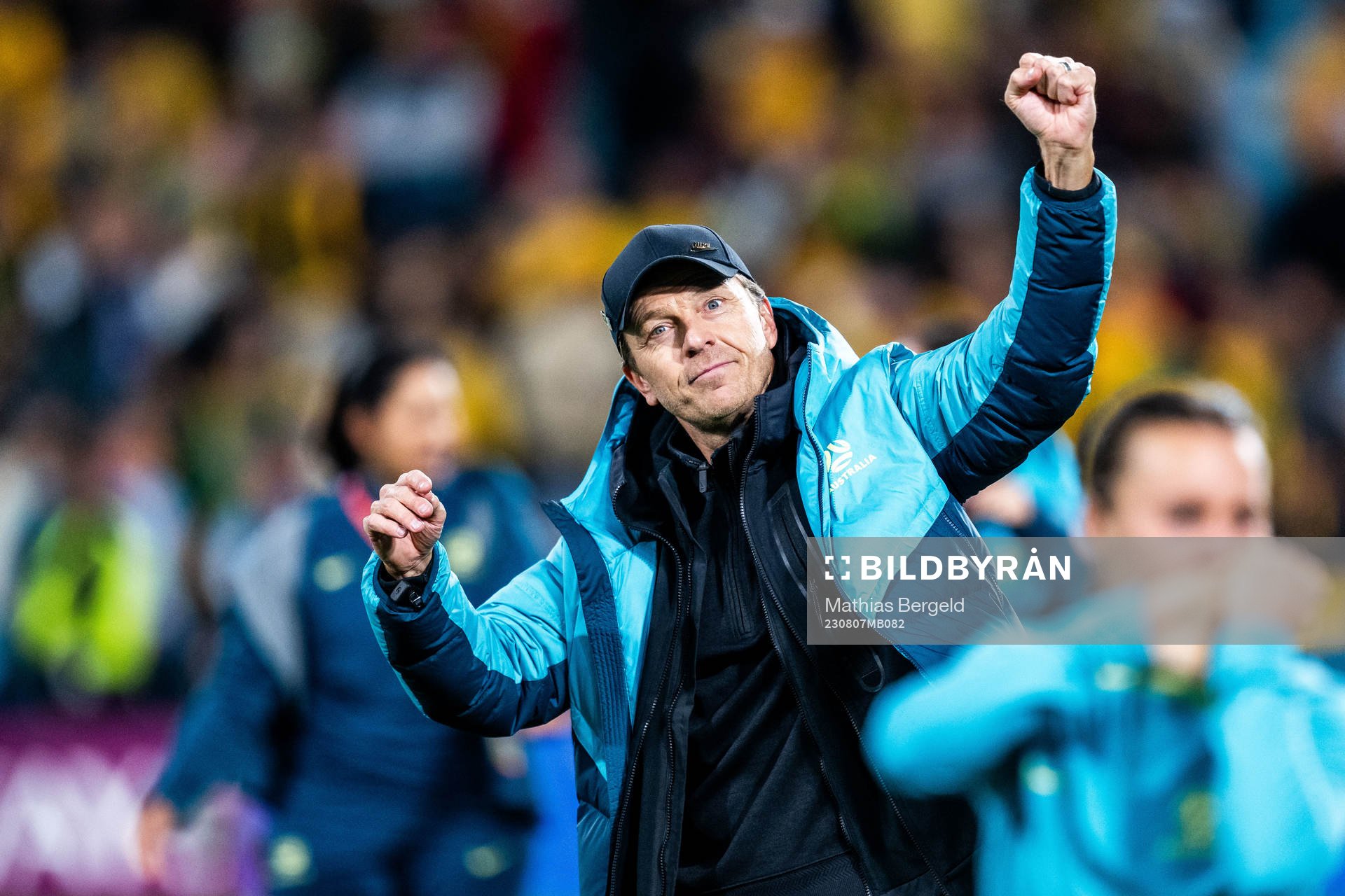 Head coach Tony Gustavsson of Australia celebrates