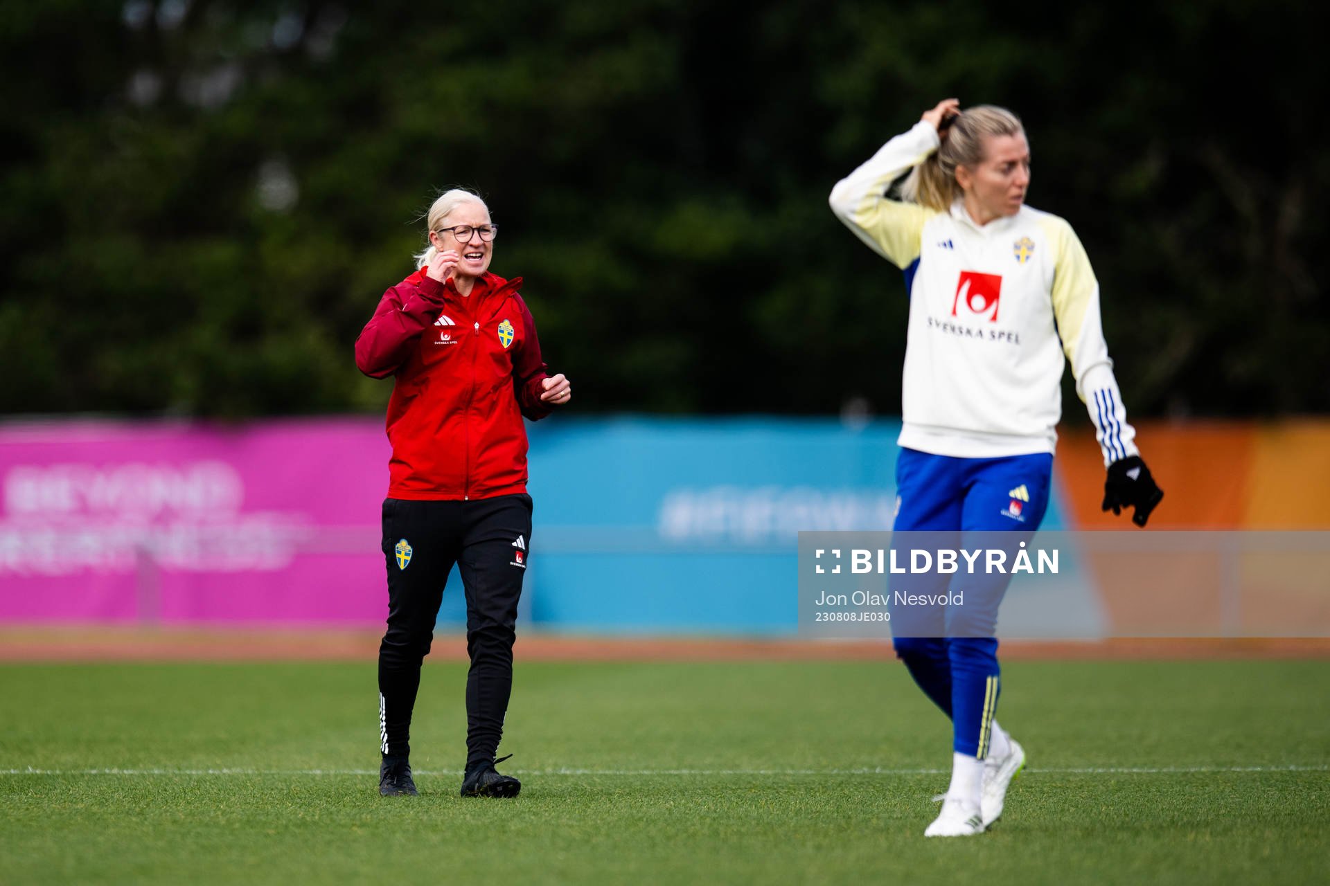 Assistant coach Victoria Sandell of Sweden at a training