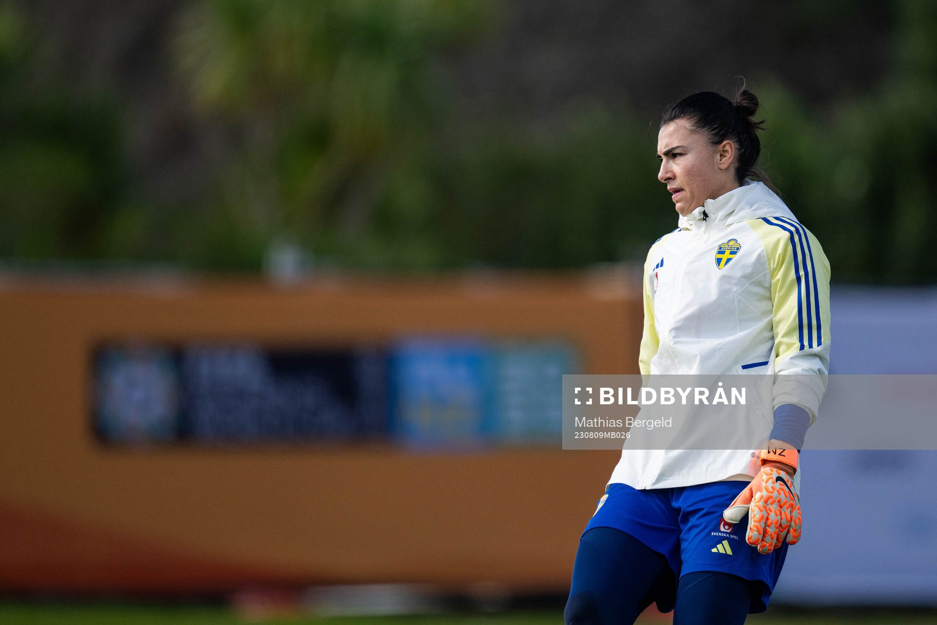 Goalkeeper Zecira Musovic of the Swedish women's national football team at a training session during the FIFA Women's World Cup on August 9, 2023 in Auckland.
