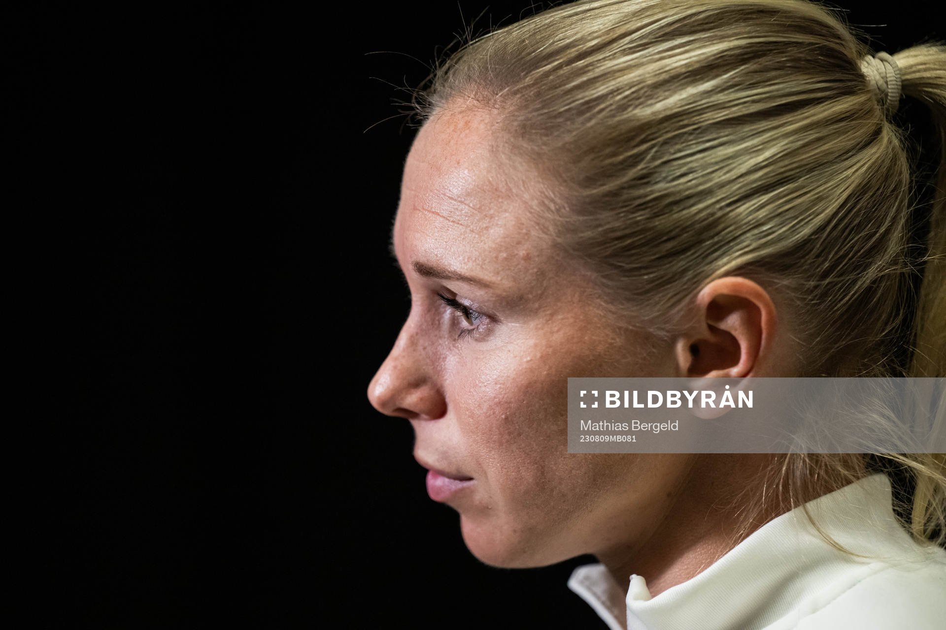Jonna Andersson of the Swedish women's national football team is interviewed at a press event during the FIFA Women's World Cup on August 9, 2023 in Auckland.